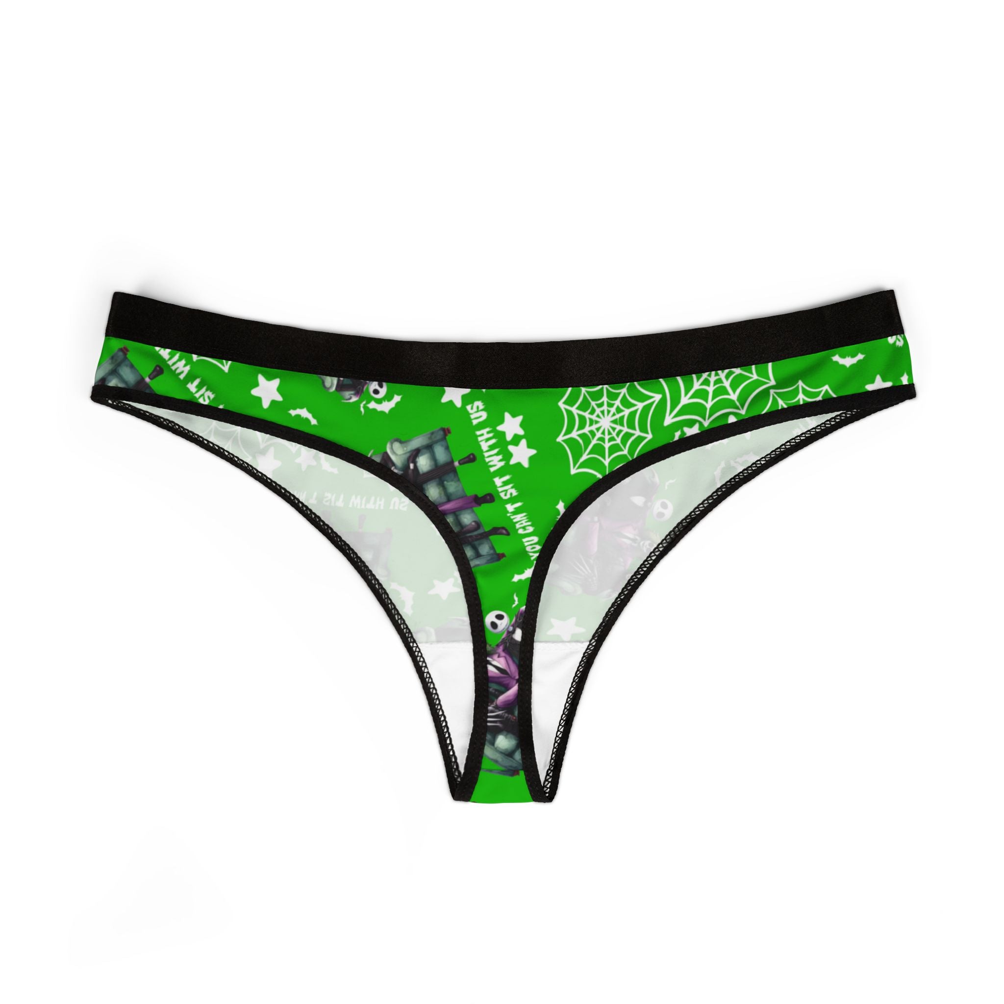 Women's thongs you can't sit with us halloween green