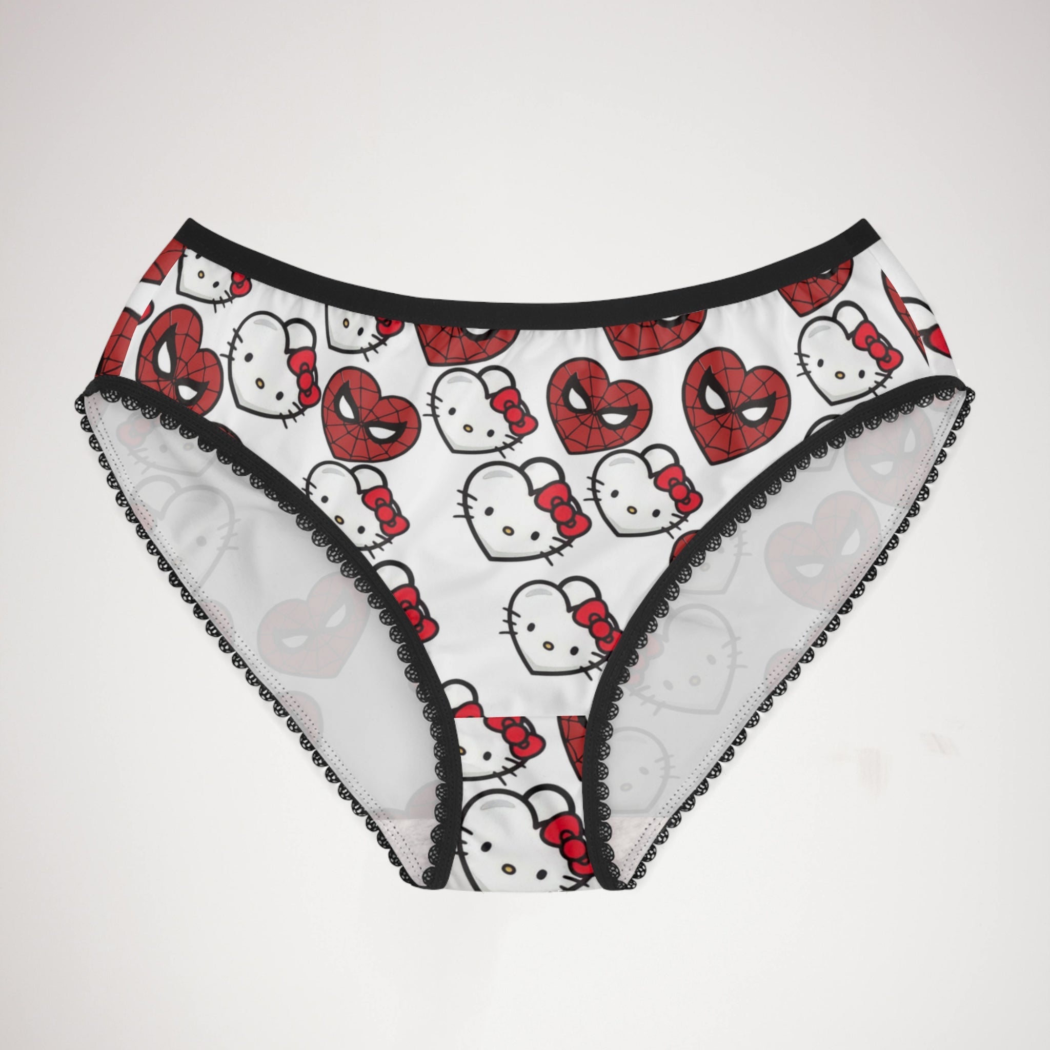 Women's briefs kitty spider heart shape white