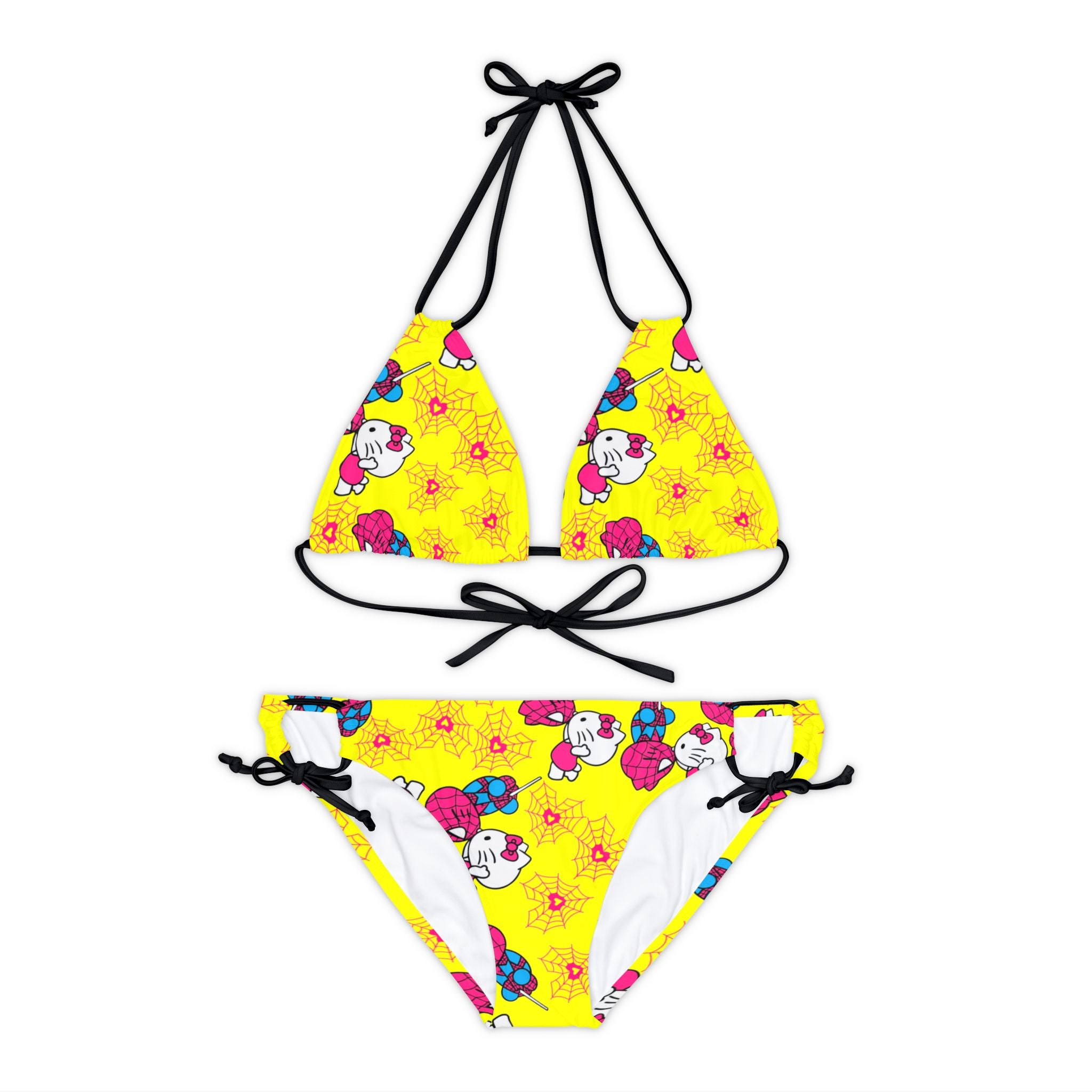 Strappy bikini set spider kitty yellow