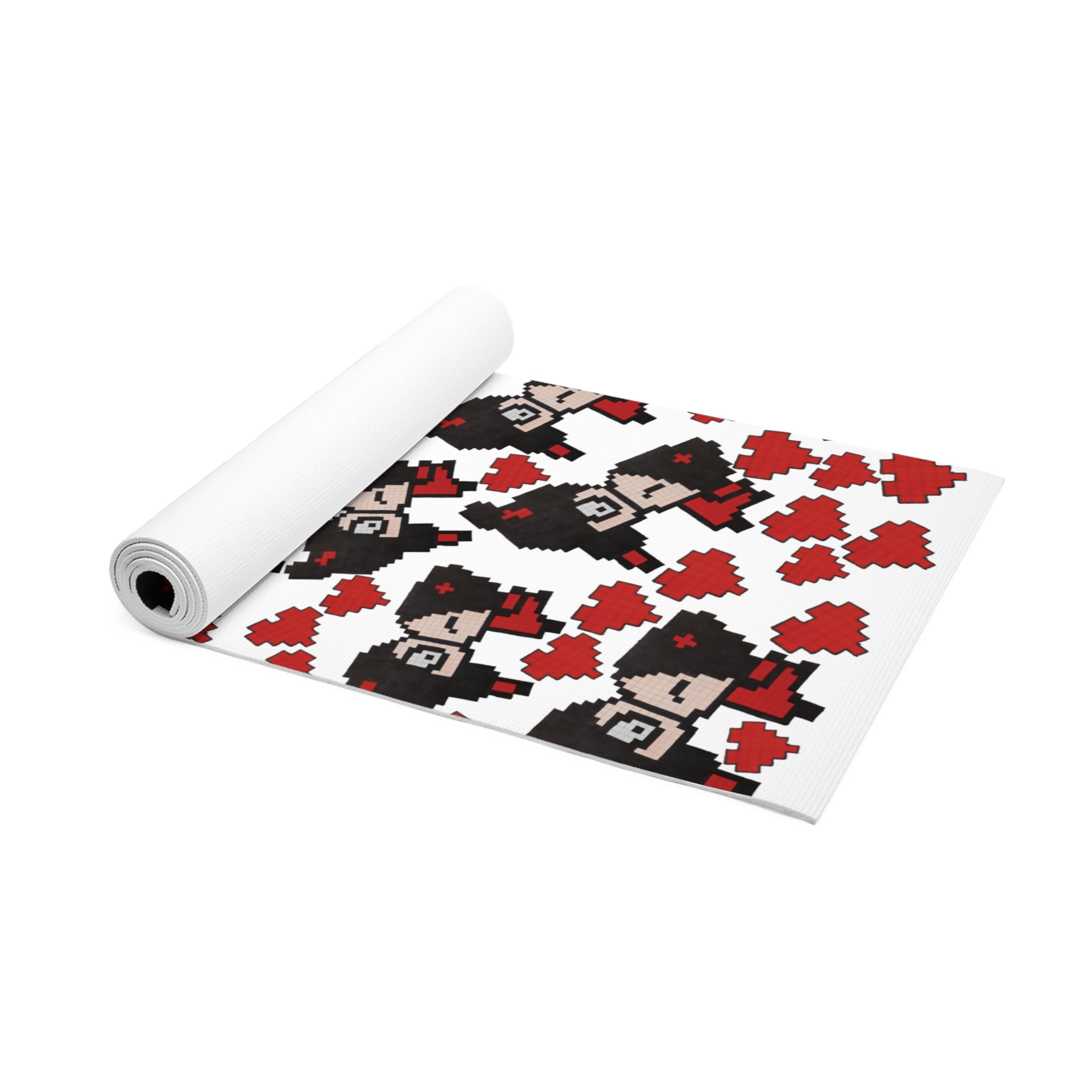 Foam yoga mat pixel pucca kiss heart white