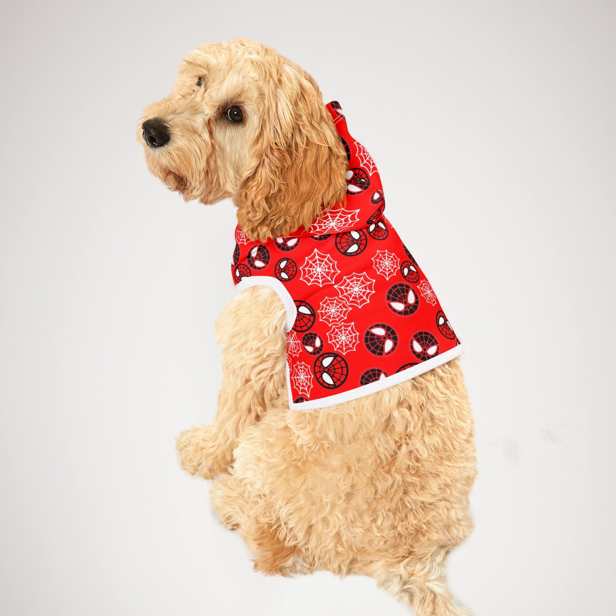 Pet hoodie spider circle web red