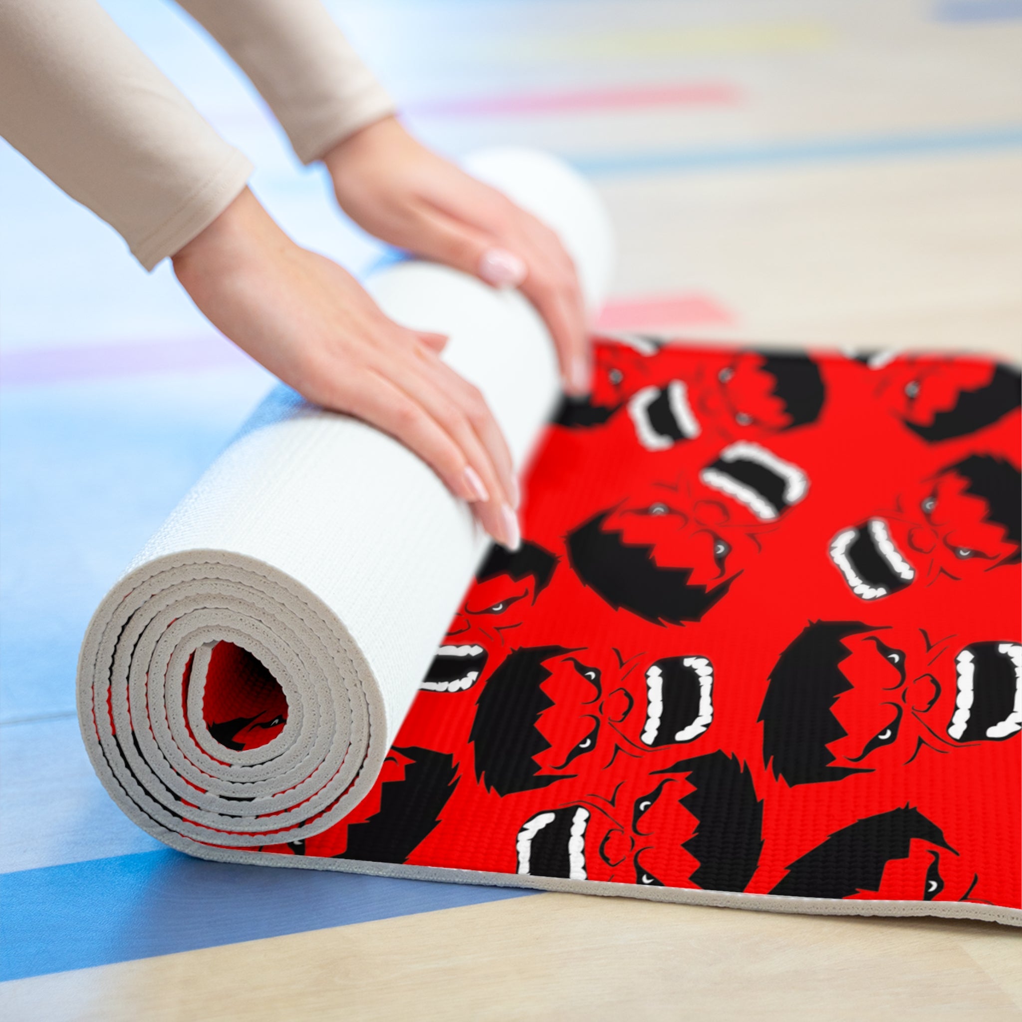 Foam yoga mat hulk face red