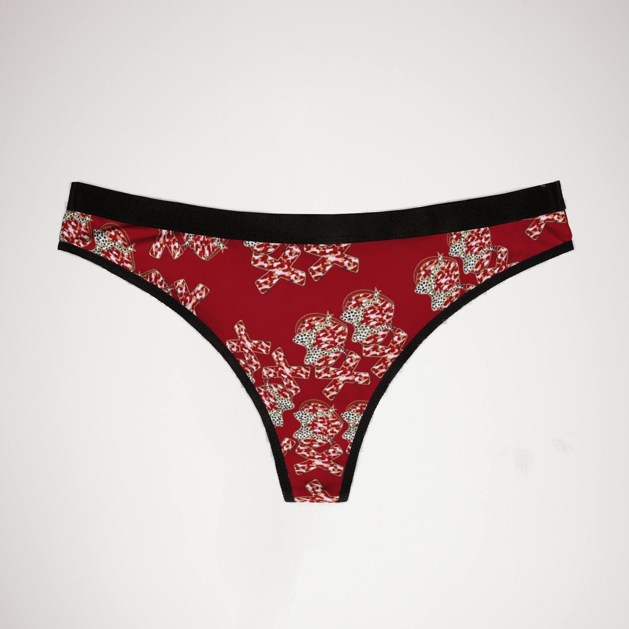 Women's thongs xoxo valentine ribbon red