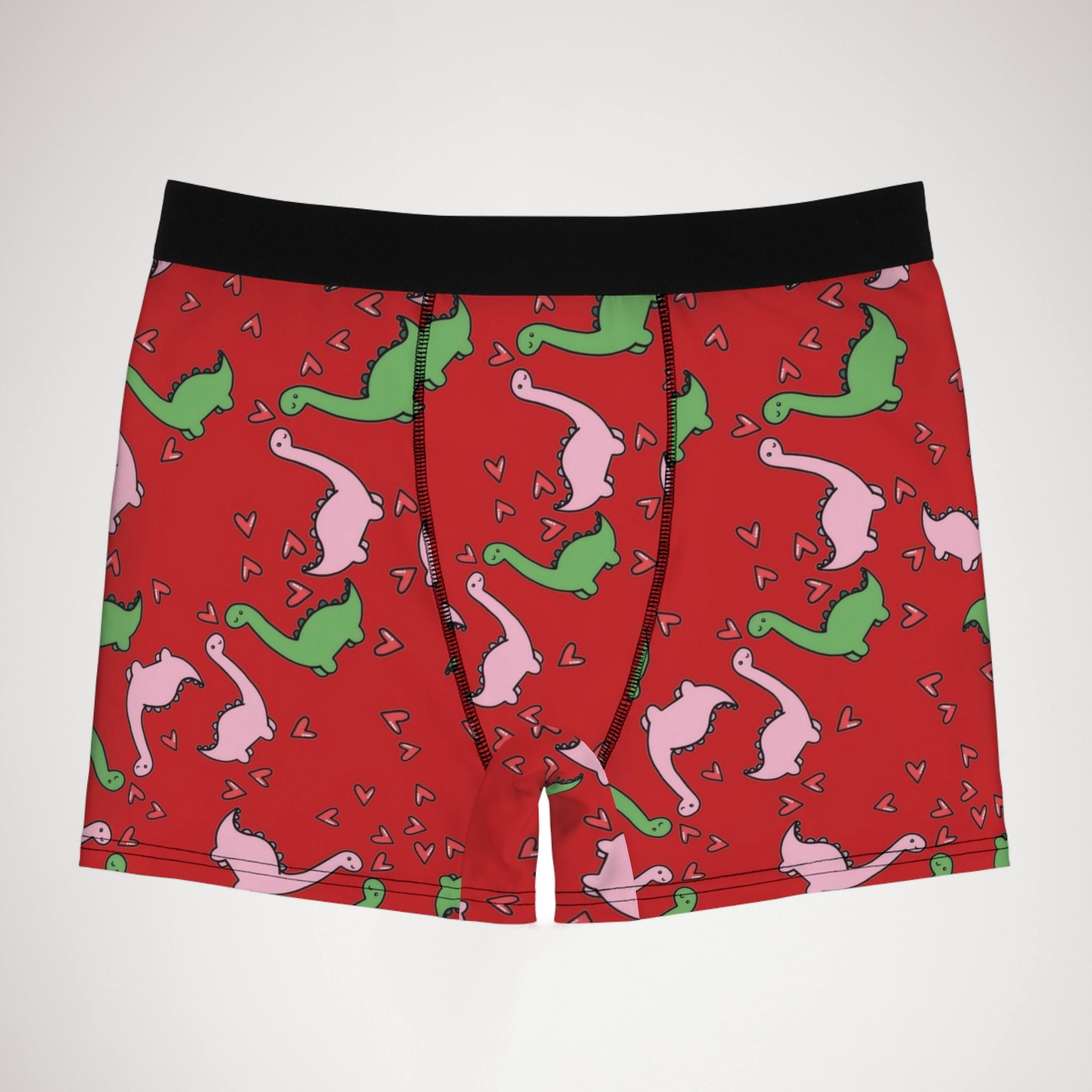 Men's boxer briefs dinosaur valentine heart red