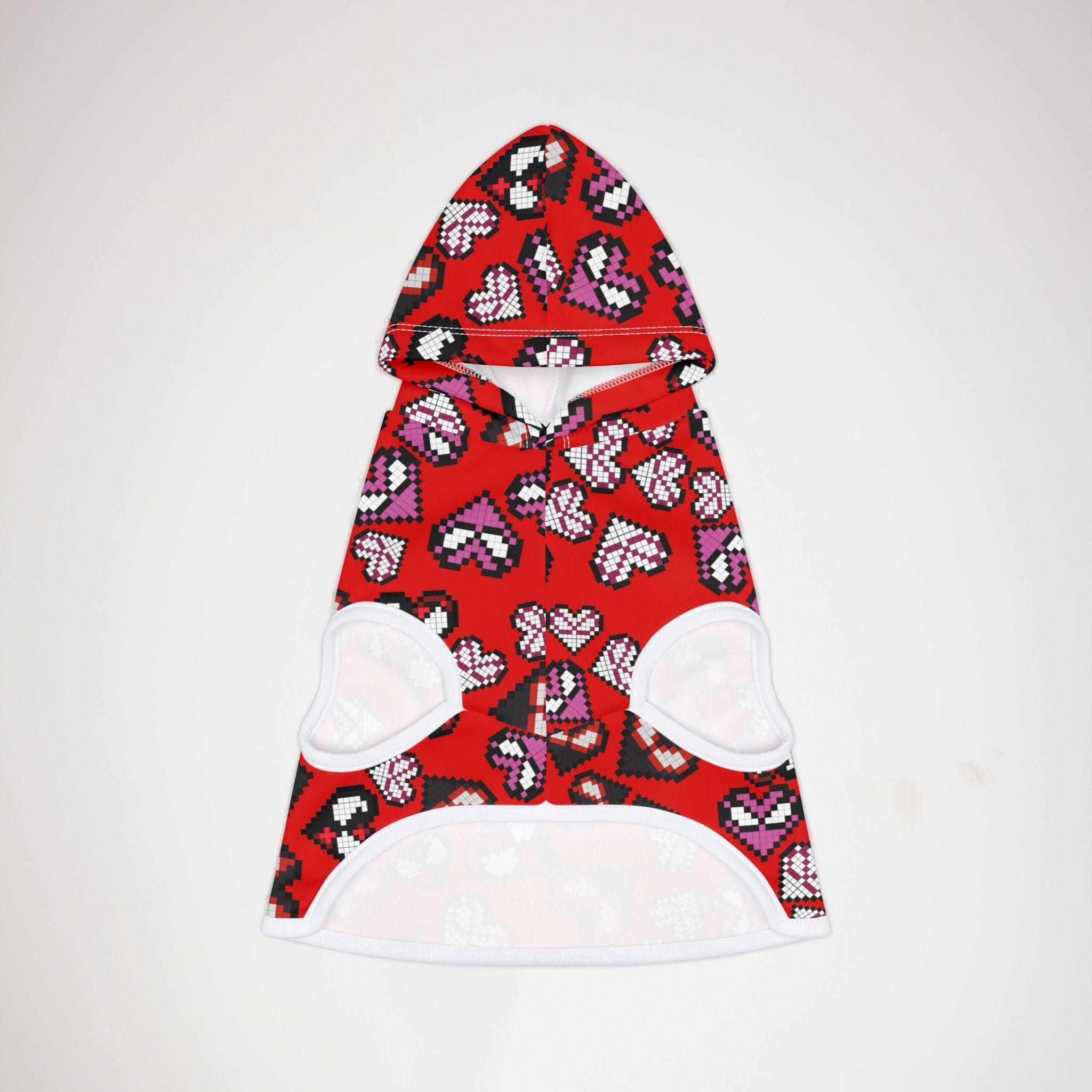 Pet hoodie spider hearts pixel red