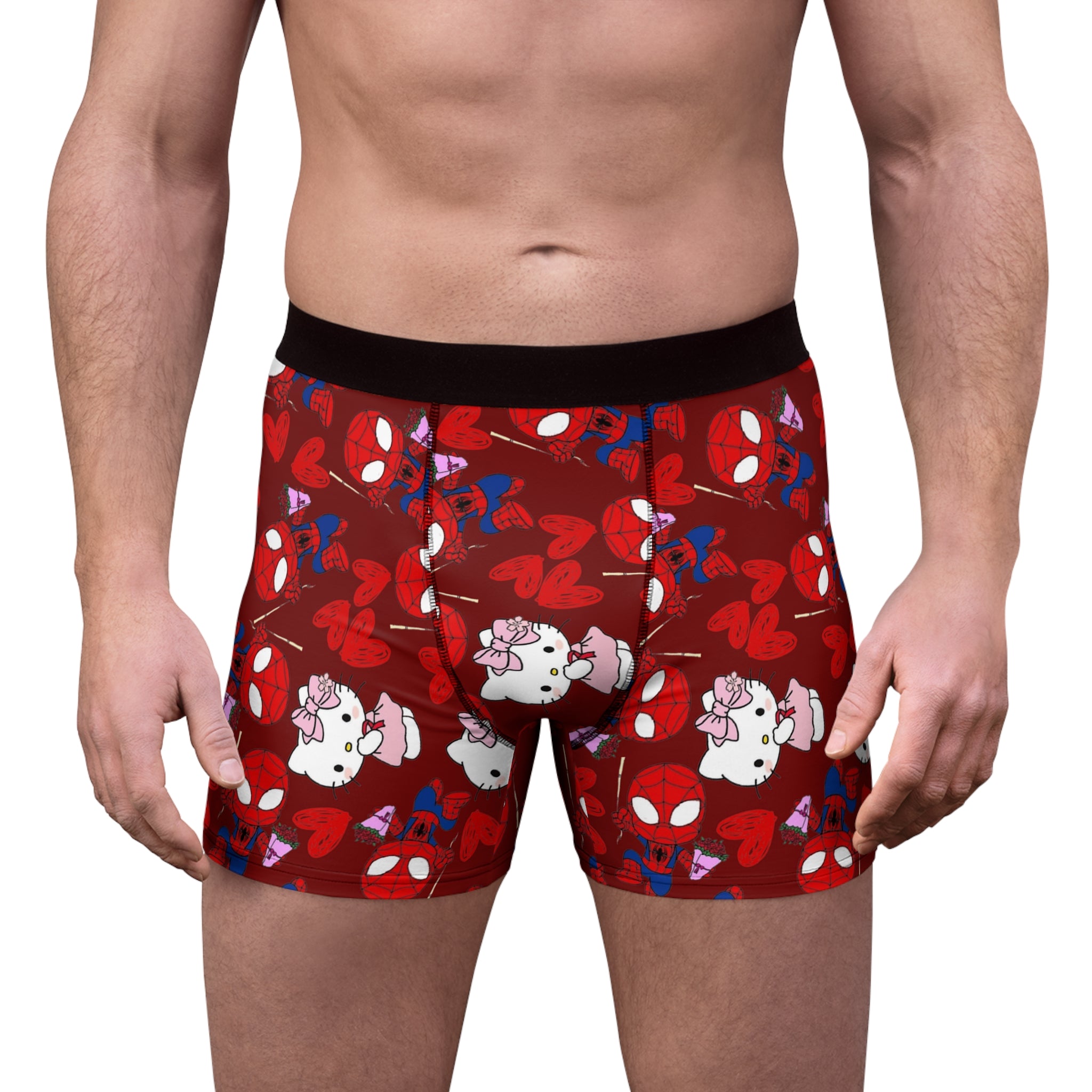 Men's boxer briefs spider kitty flower red