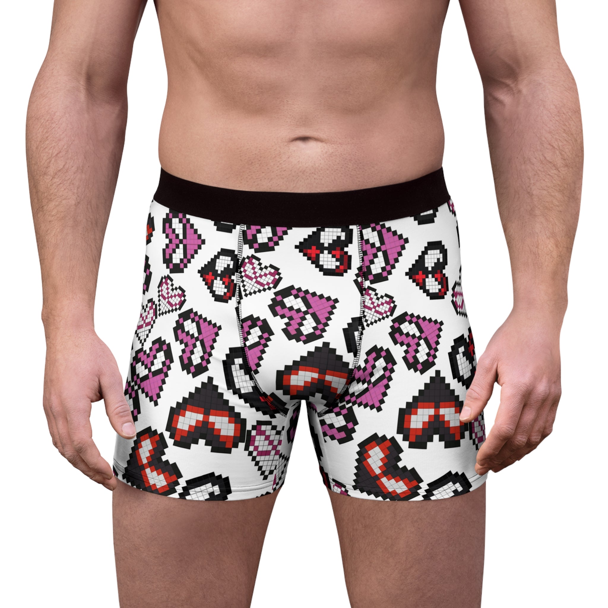 Men's boxer briefs spider hearts pixel white