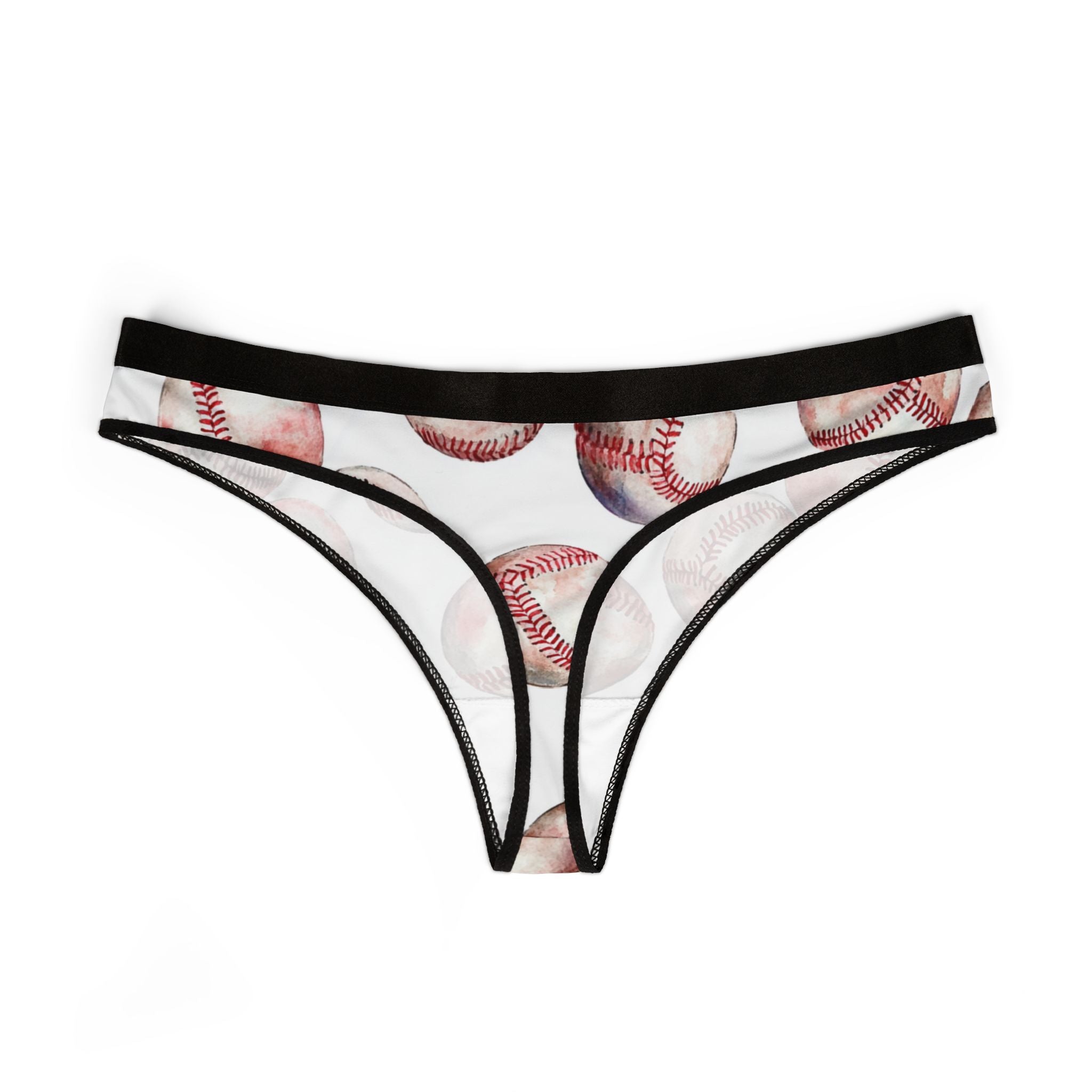Women's thongs watercolor baseball one