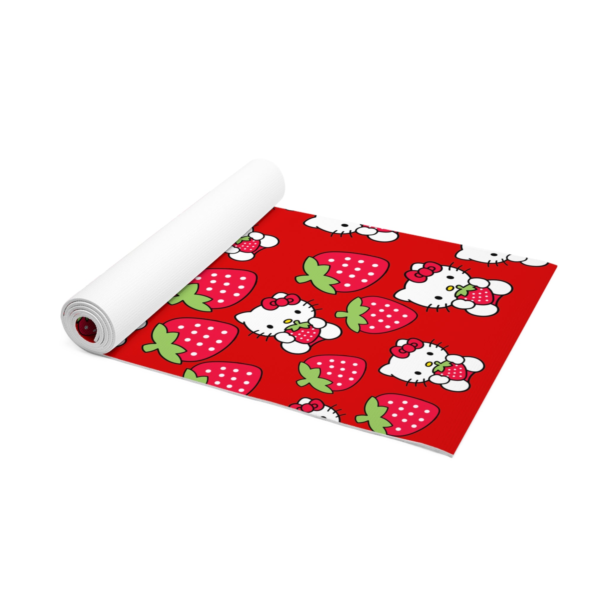 Foam yoga mat kitty strawberry valentine love red