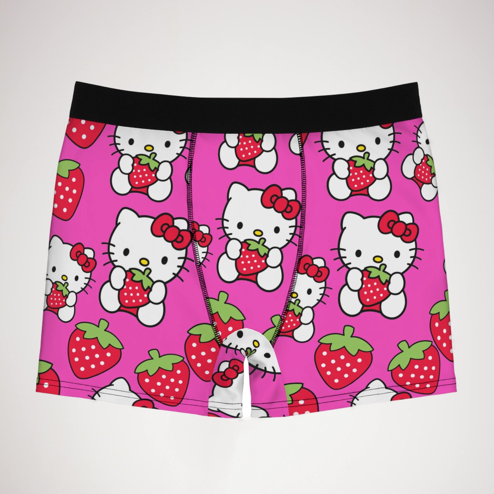 Men's boxer briefs kitty strawberry valentine love pink