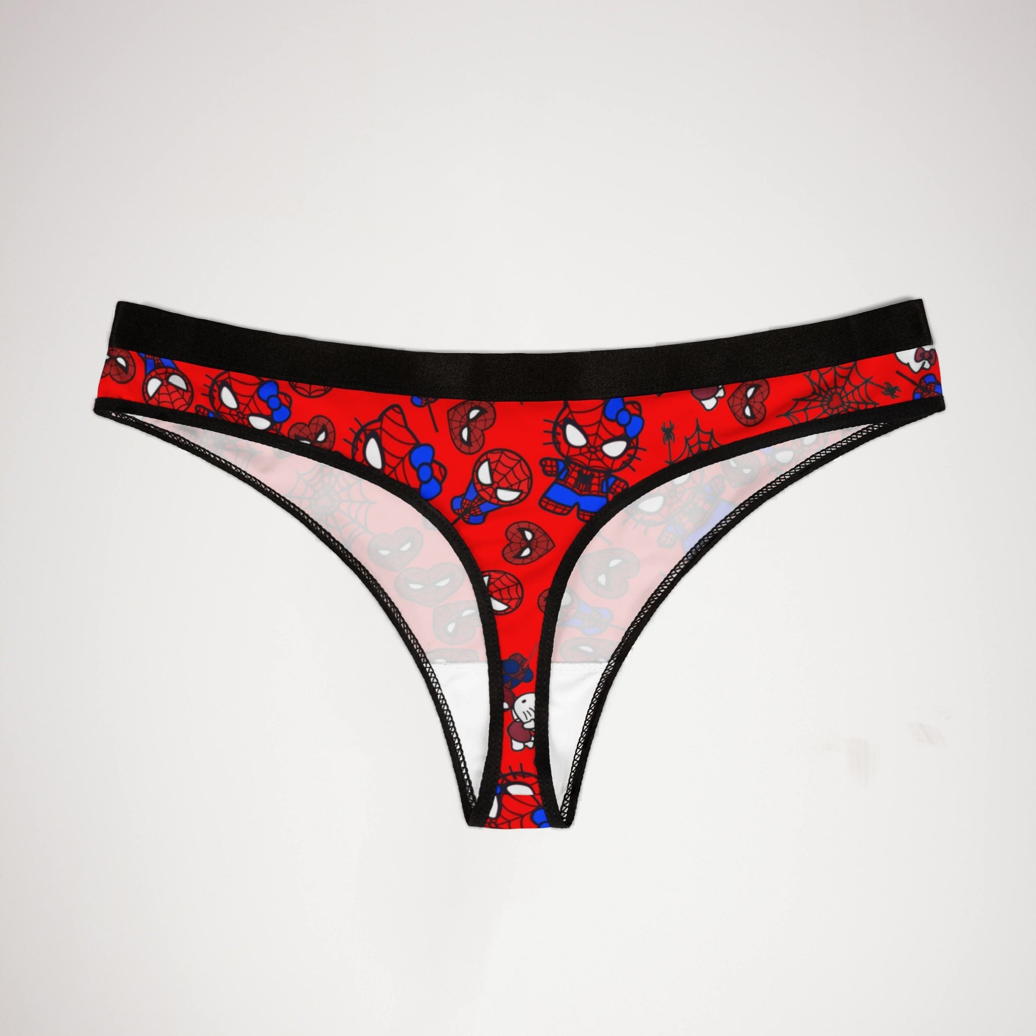 Women's thongs spider kitty heart kiss red