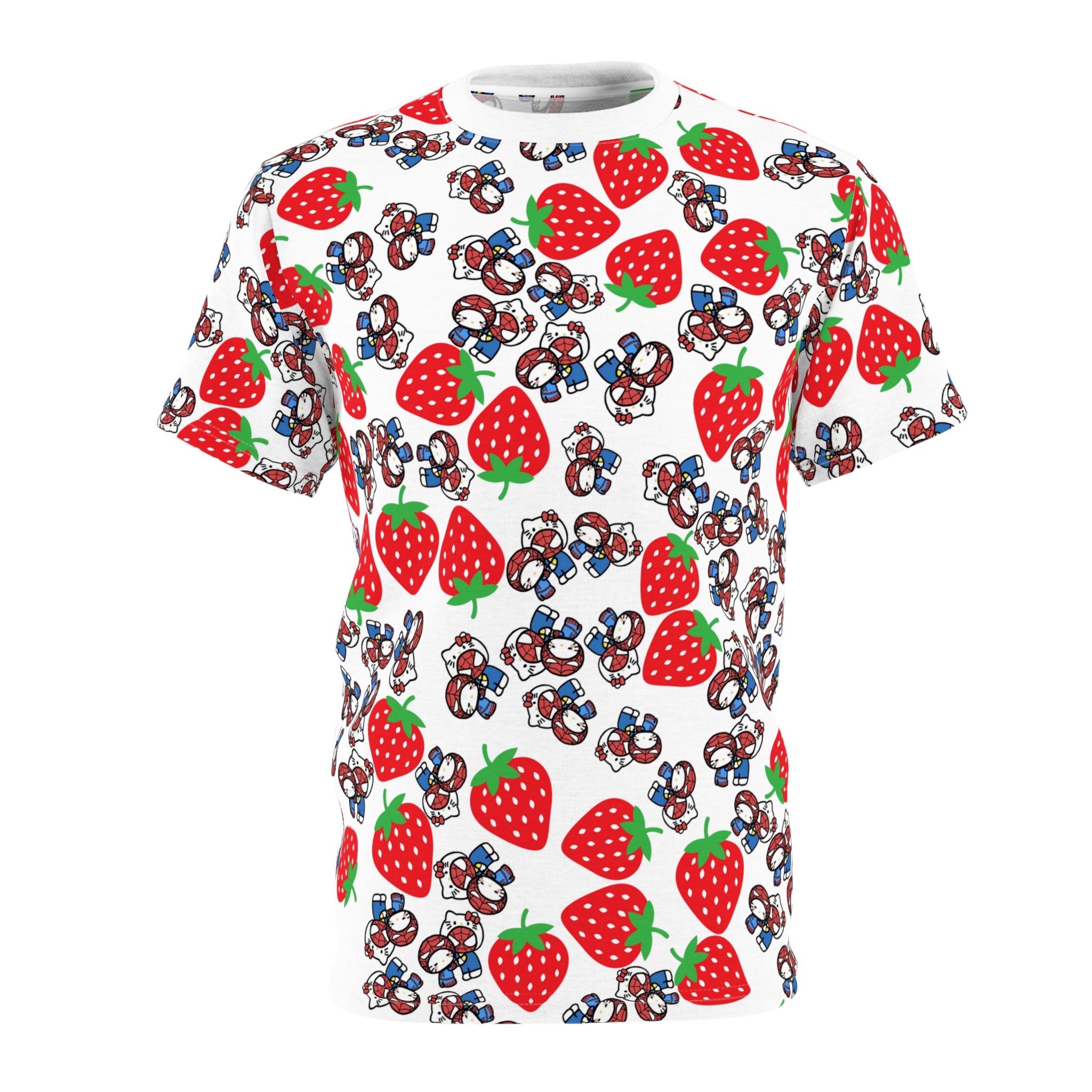 Unisex cut & sew tee spider kitty strawberry white