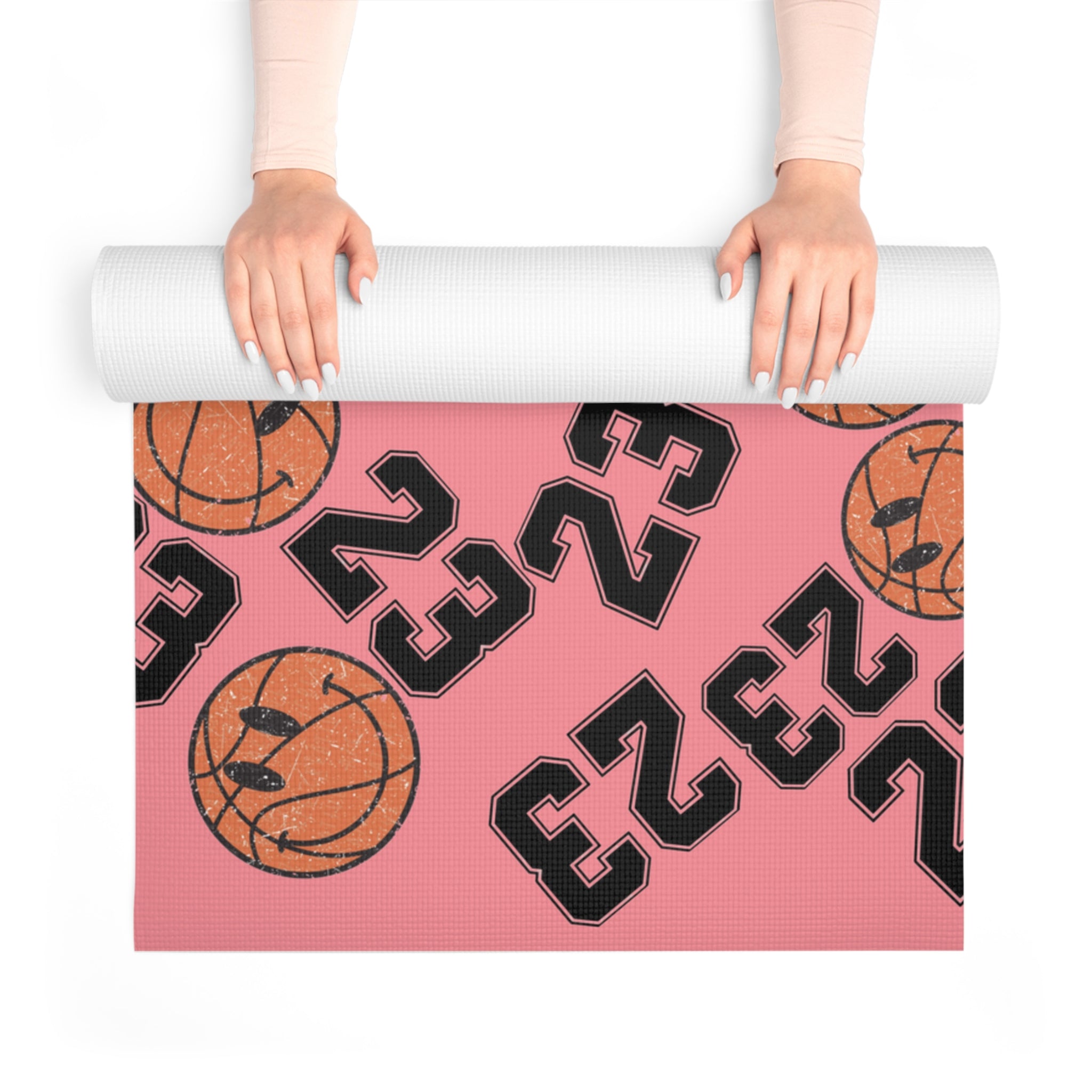 Foam yoga mat number   basketball pink