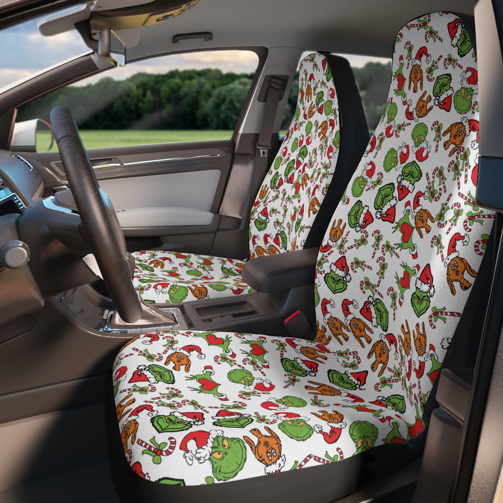 Car seat covers grinch Noel Christmas white