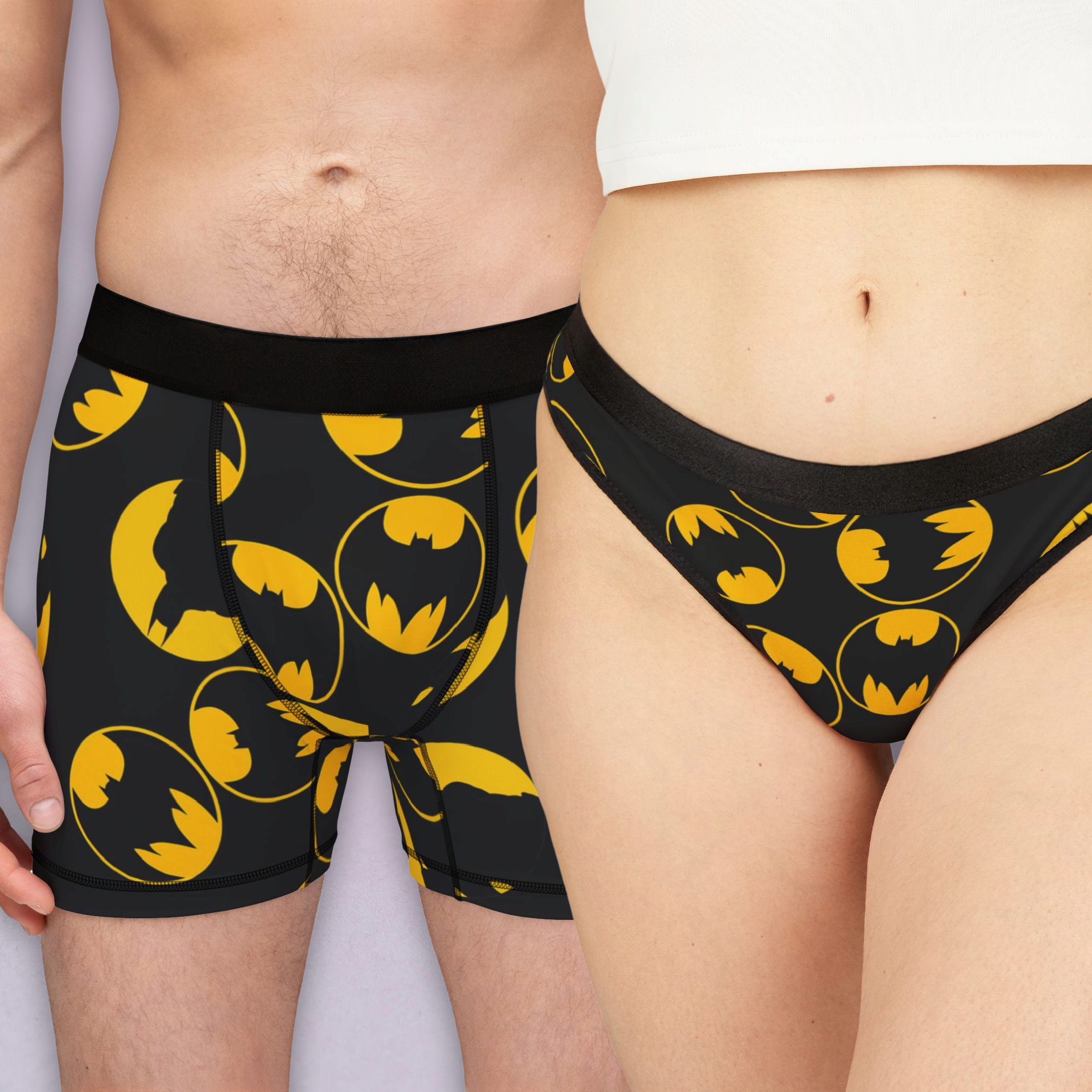 Match underwear batman circle for couples boxer & thong set