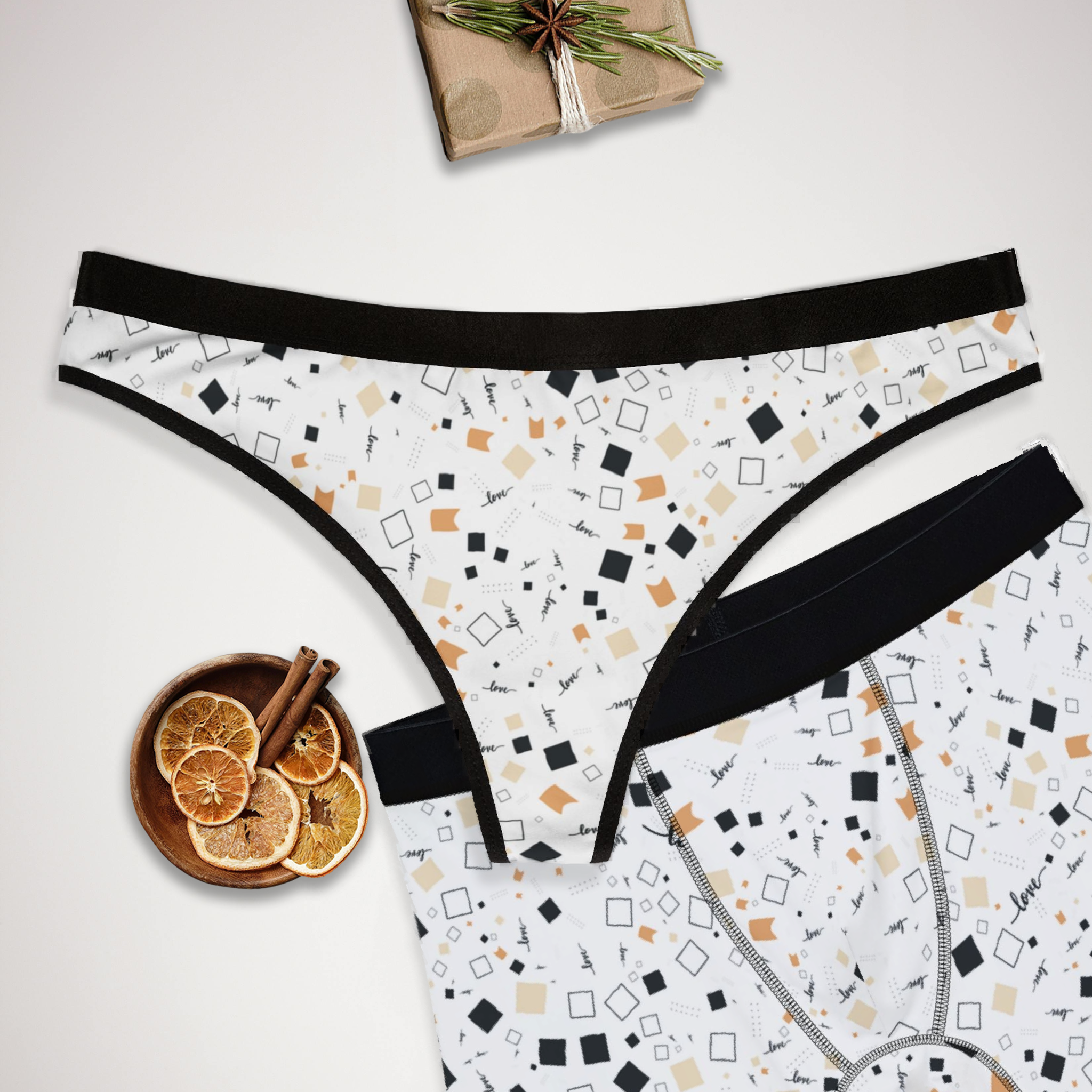 Matching underwear Happy Valentine's Day for couples boxer & thong set