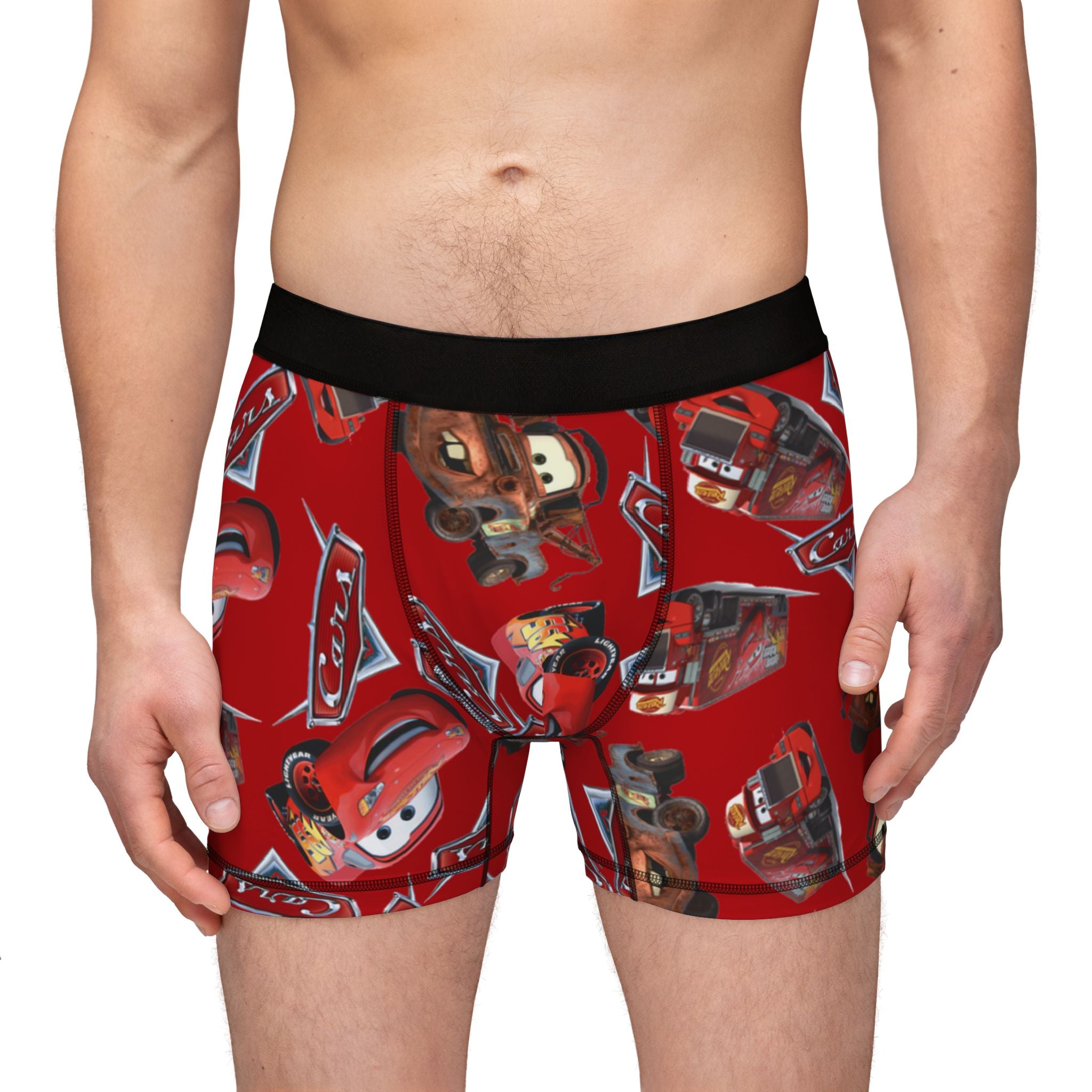 Men's boxers mcqueen funny cars red