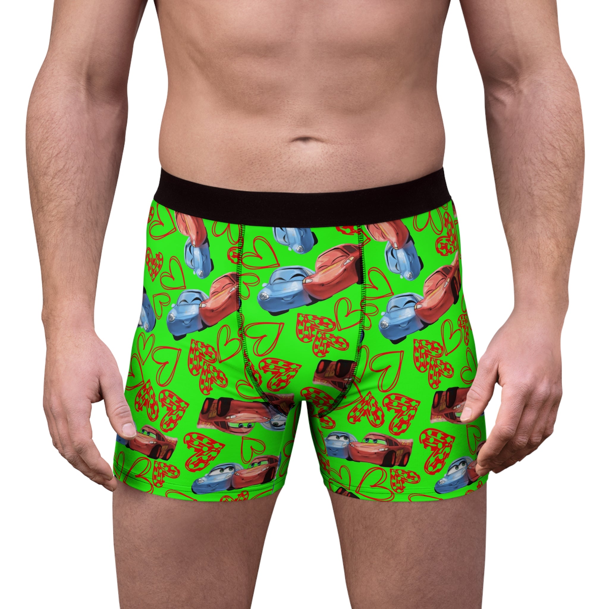 Men's boxer briefs mcqueen couples hearts green