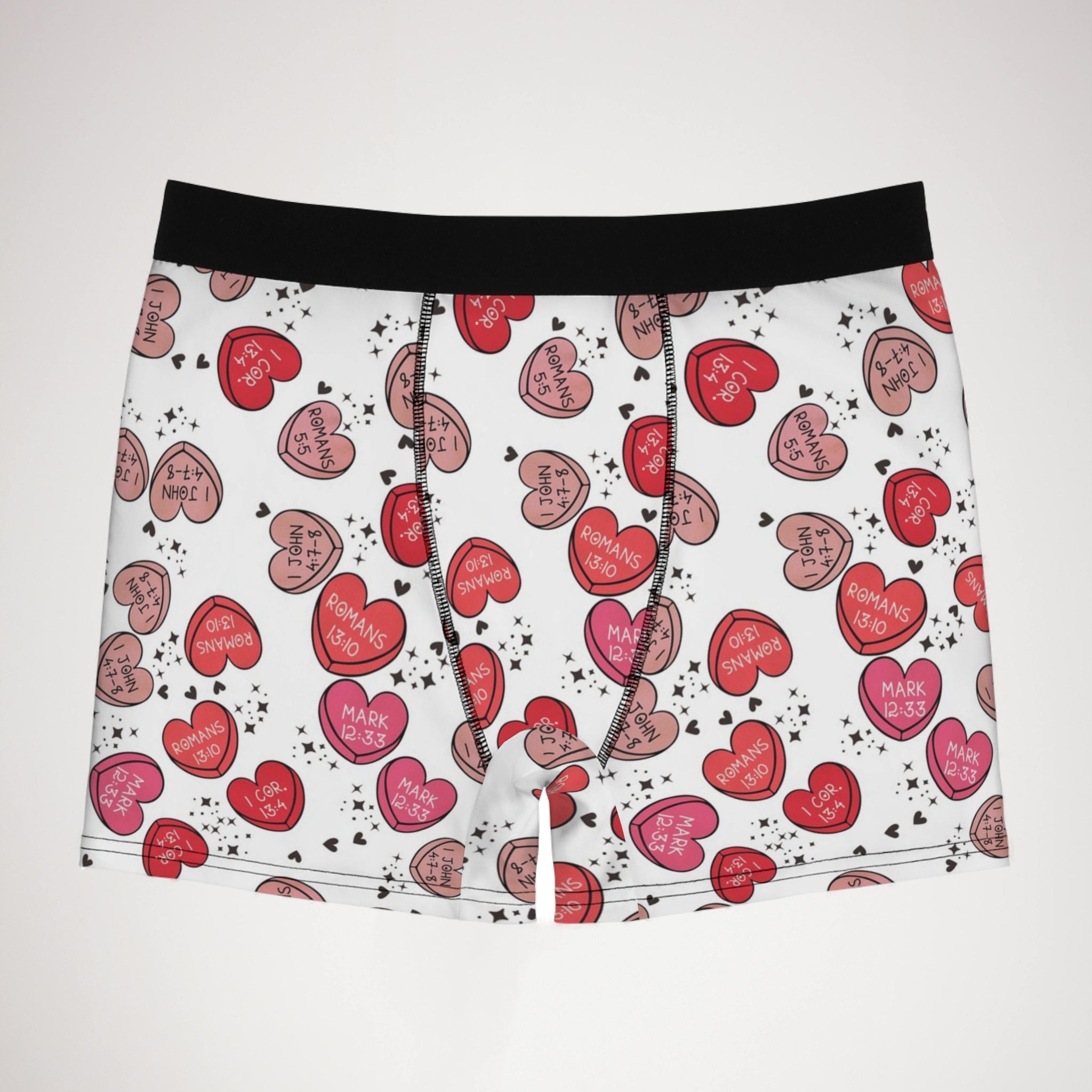 Men's boxer briefs christian valentine sweet hearts white