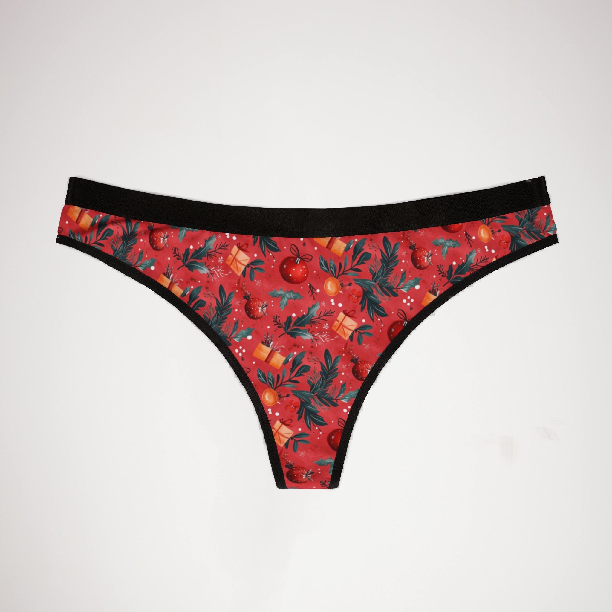 Women's thongs red coquette christmas one