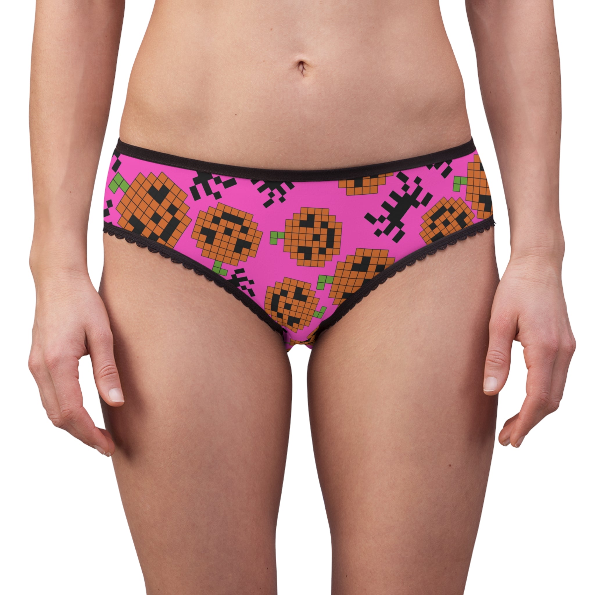 Women's briefs pumpkin spider pixel halloween pink