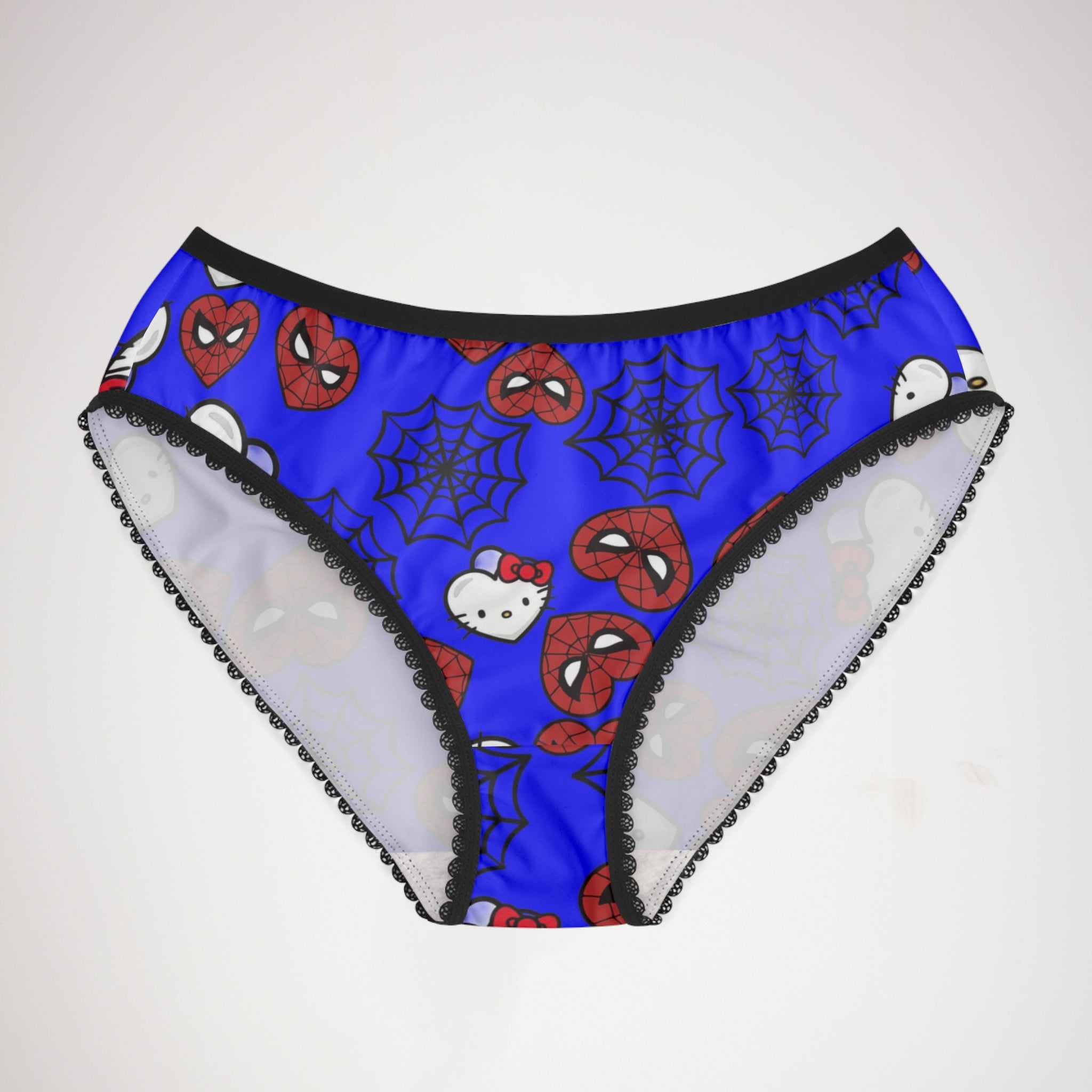 Women's briefs kitty spider web heart blue