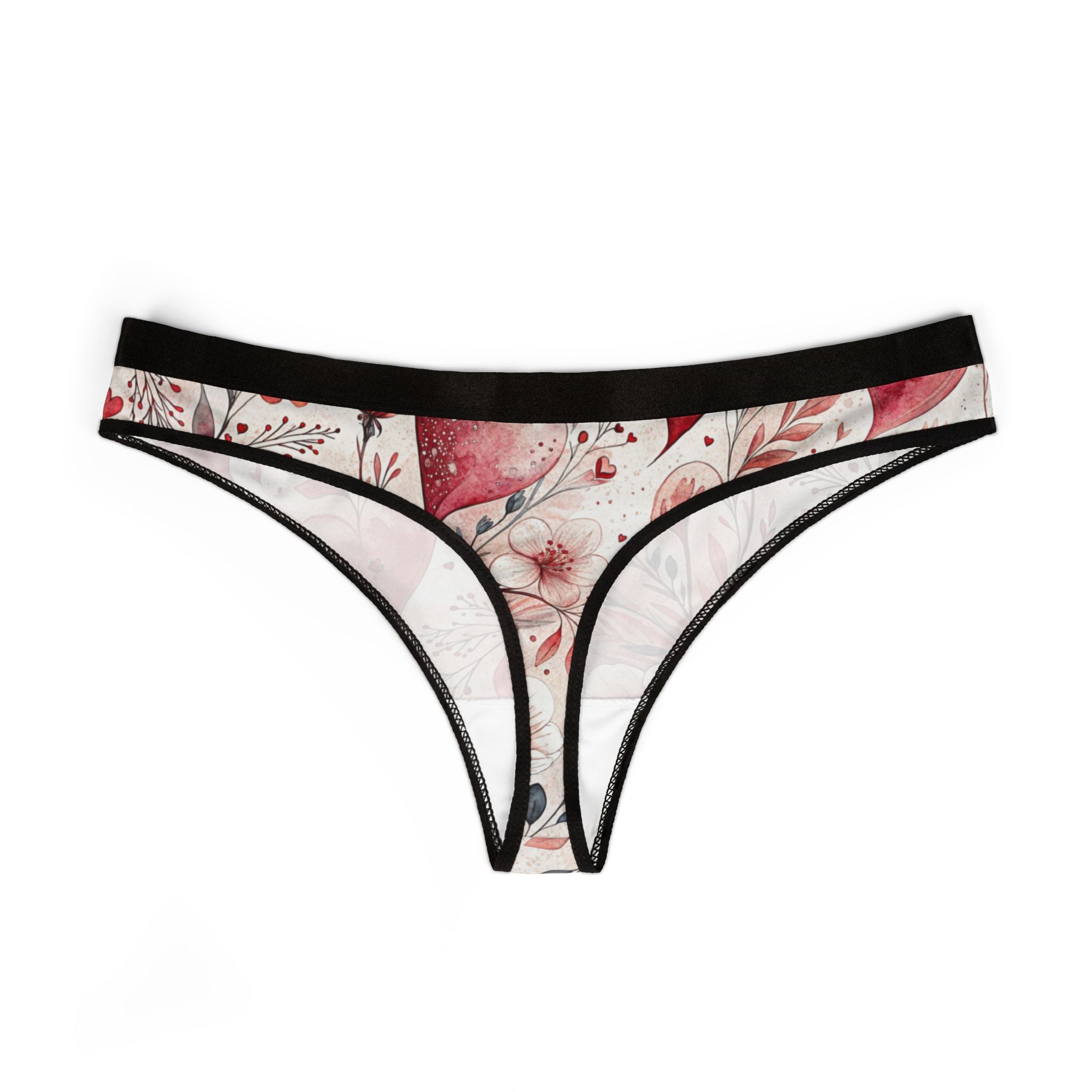 Women's thongs romantic watercolor wedding anniversary