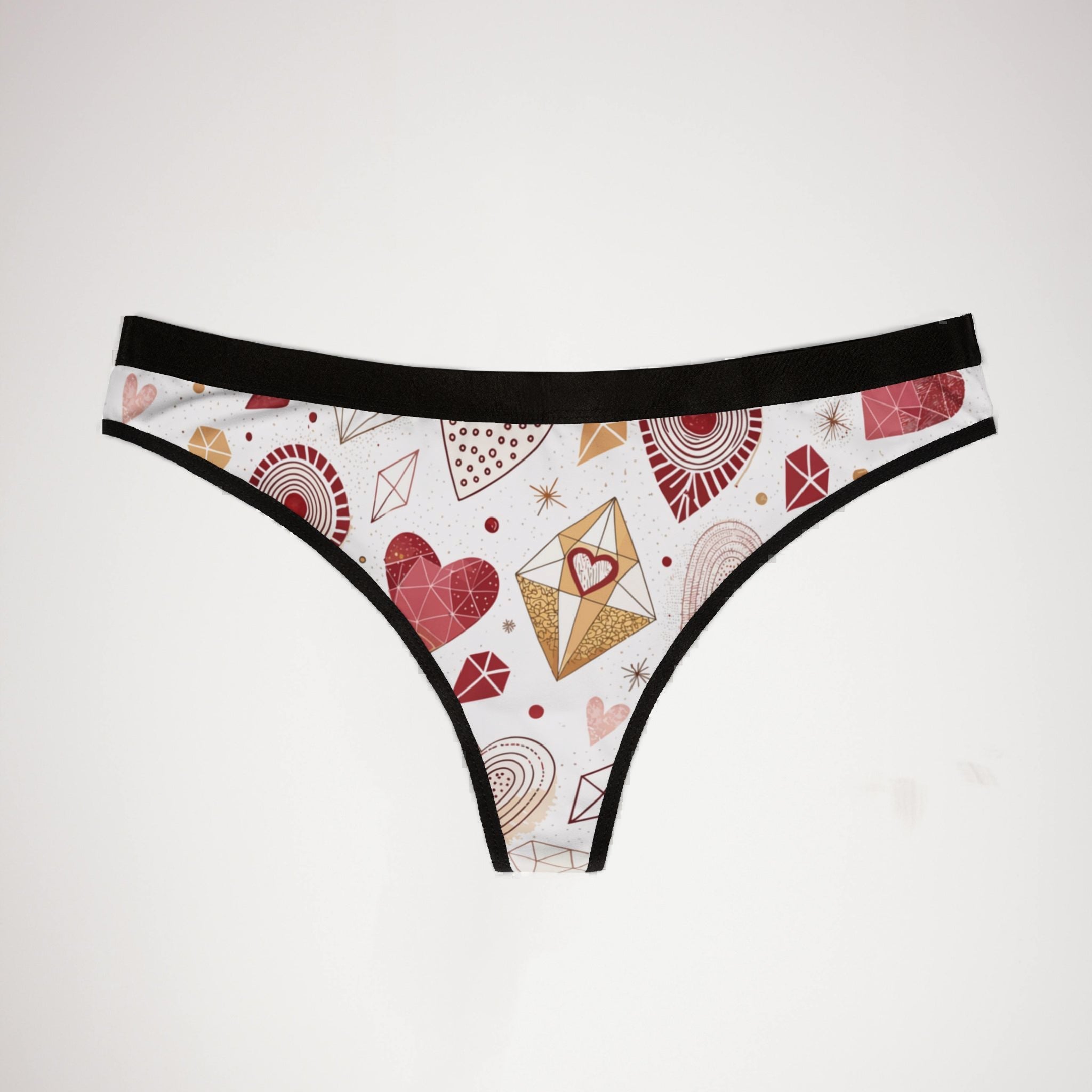 Women's thongs valentine heart retro