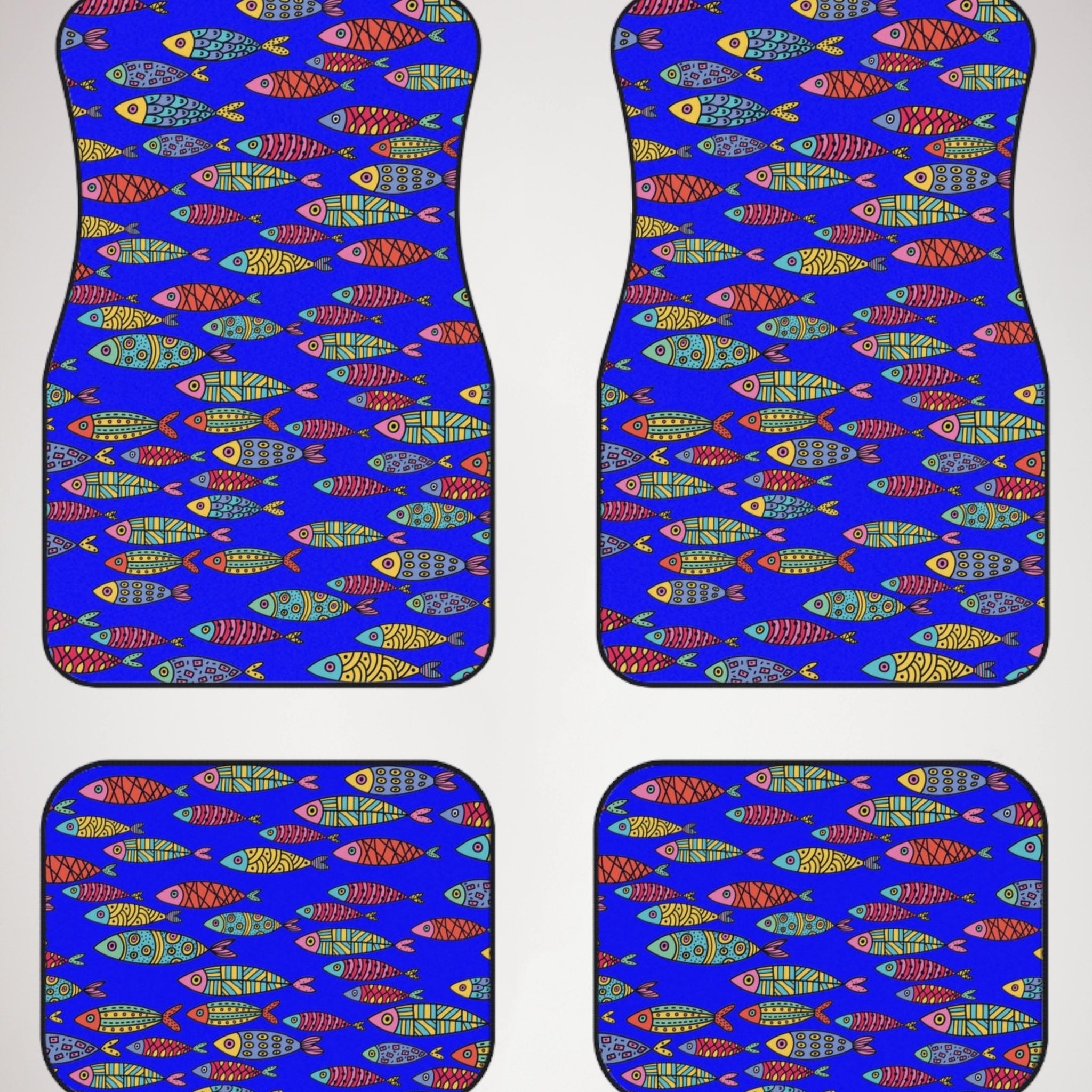 Car mats (set of 4) cute fishes blue