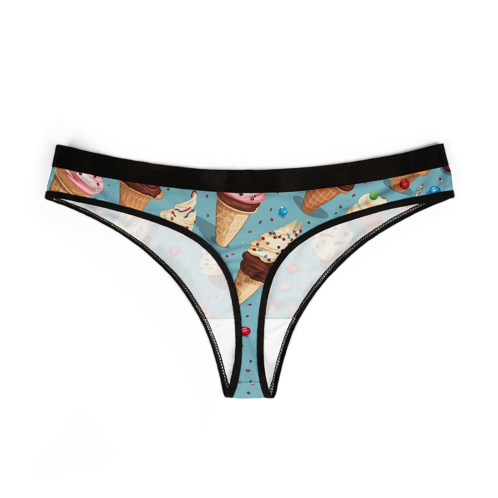 Women's thongs sprinkled ice cream