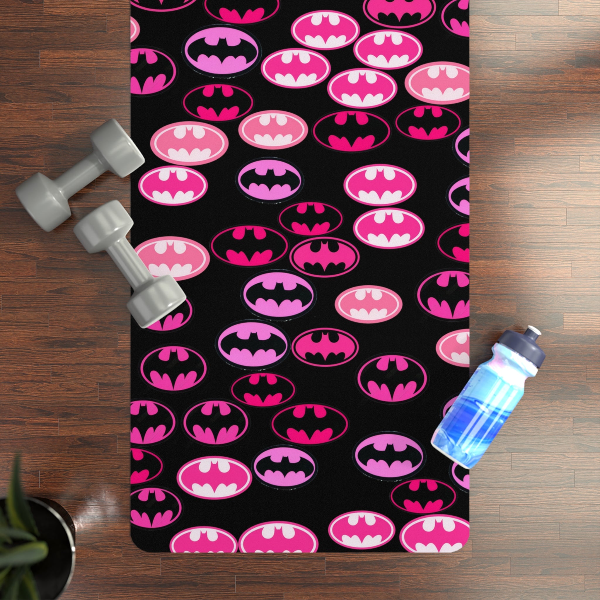 Rubber yoga mat batman rose valentine love black