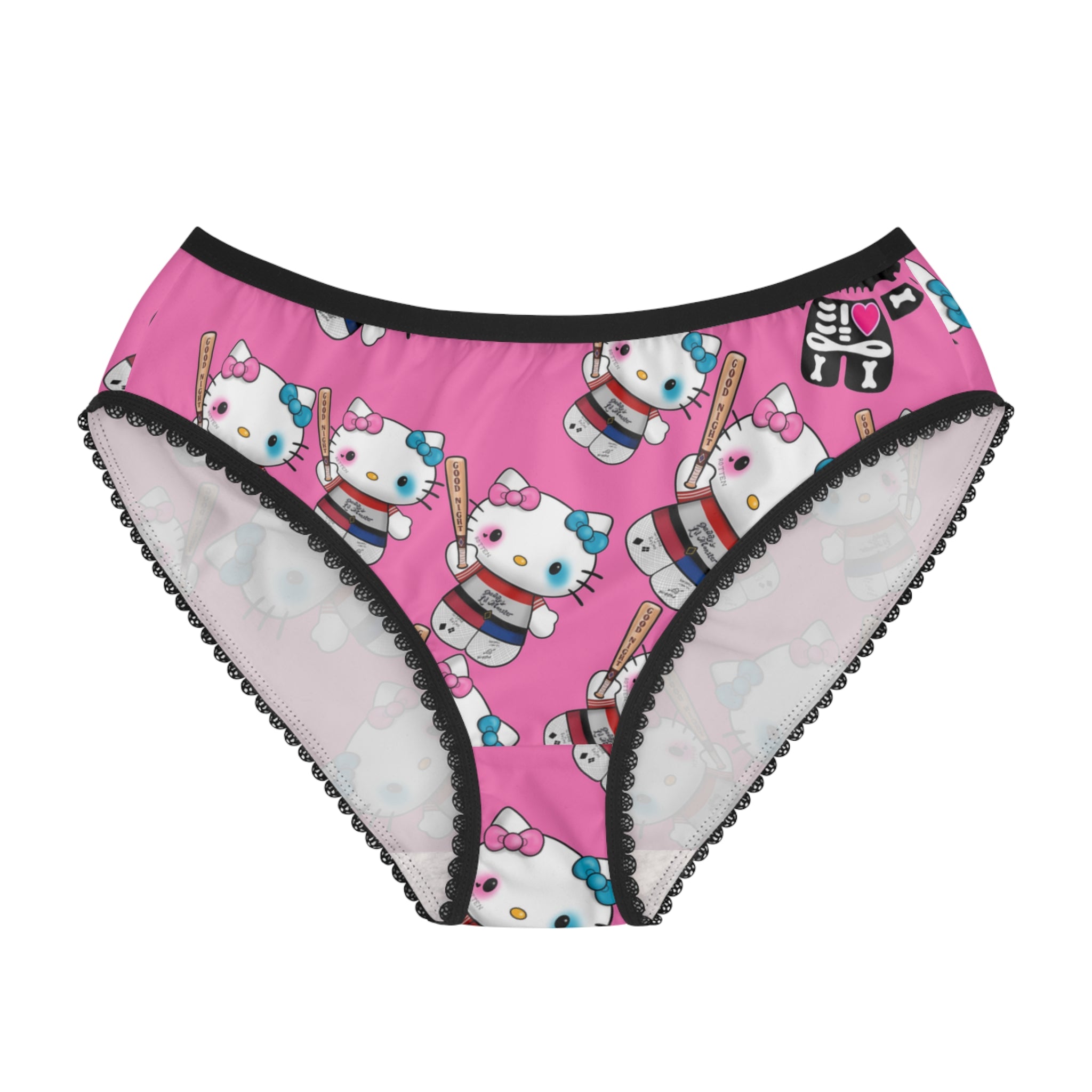 Women's briefs kitty monster Halloween bone pink