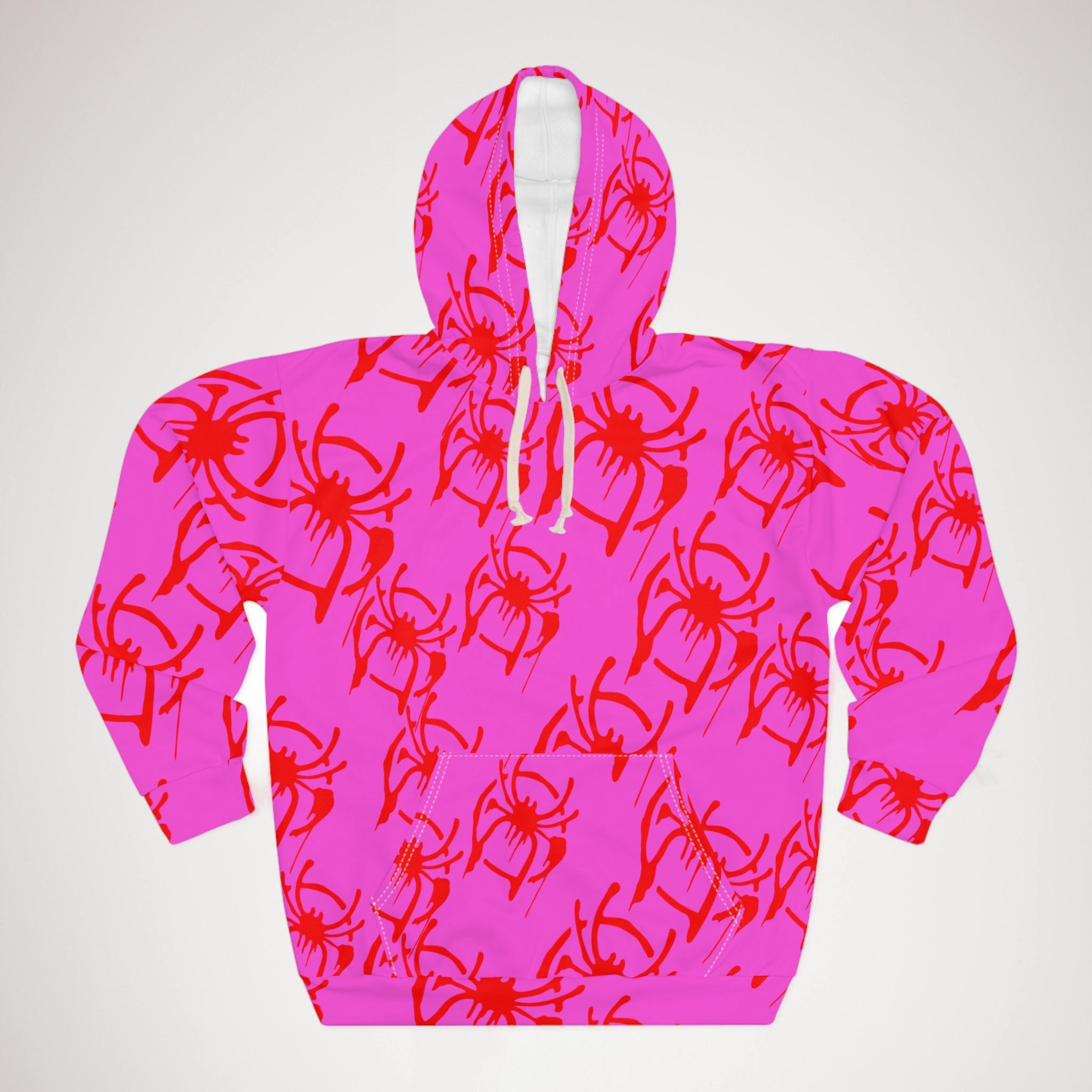 Unisex pullover hoodie only spider web pink