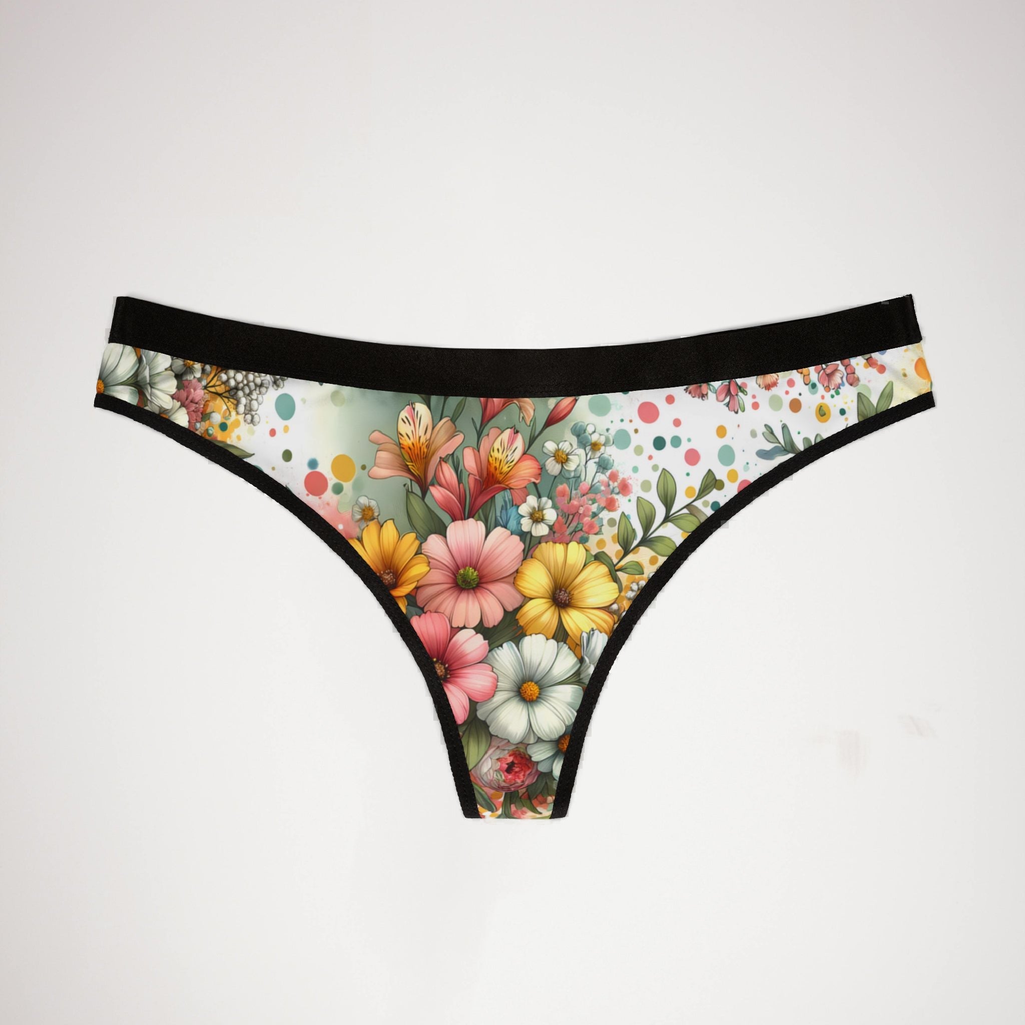 Women's thongs vibrant spring floral