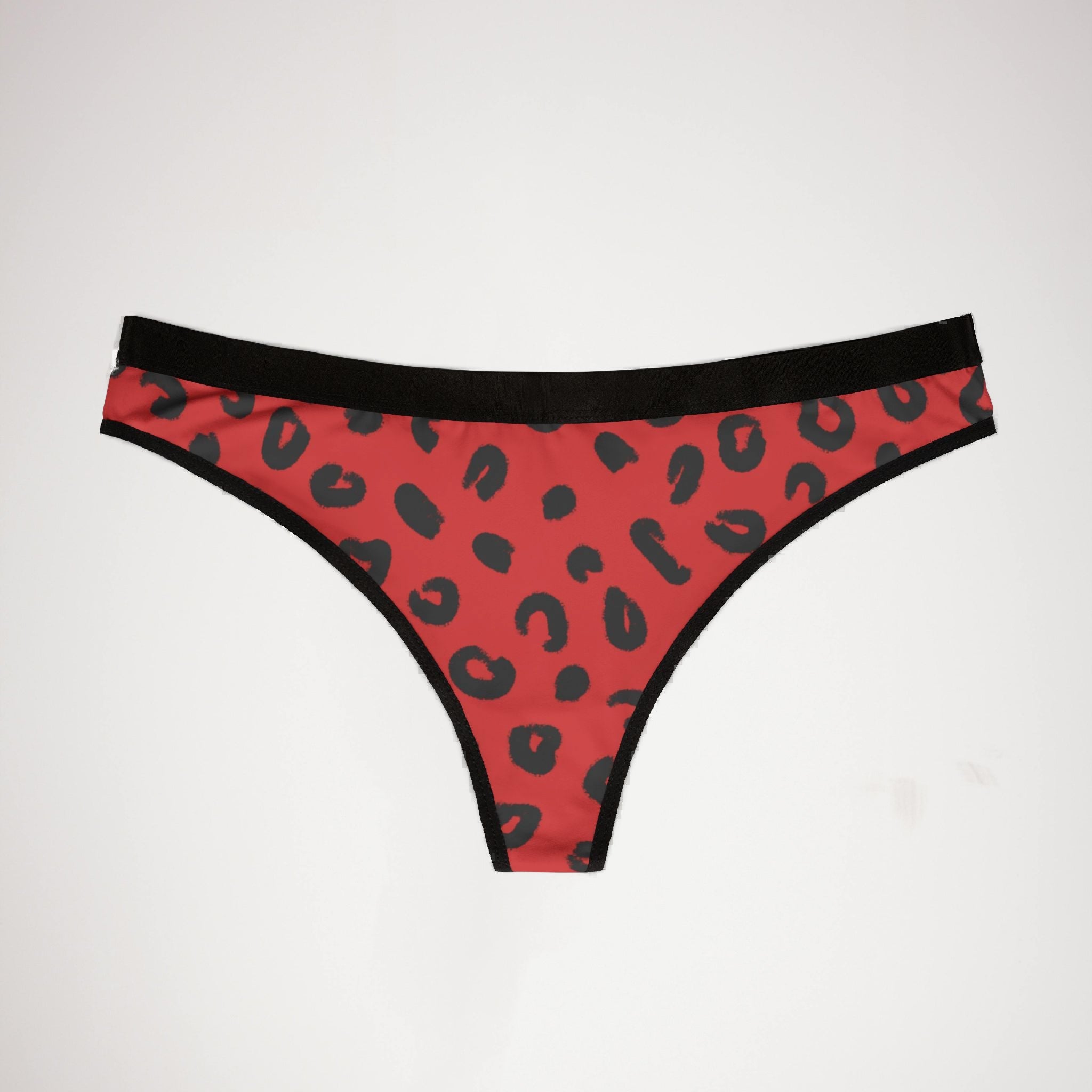 Women's thongs red leopard