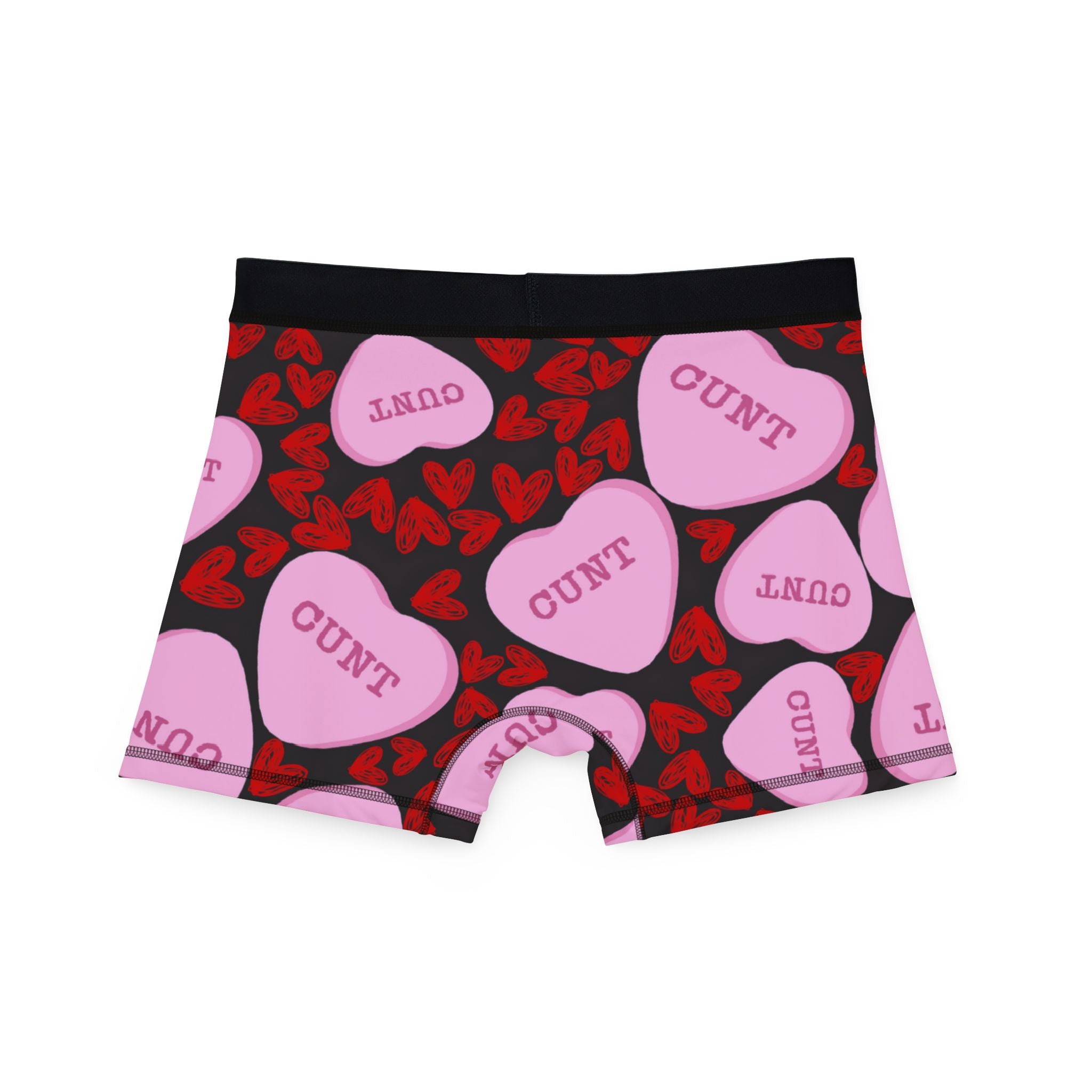 Men's boxers cunt candy heart shape message black