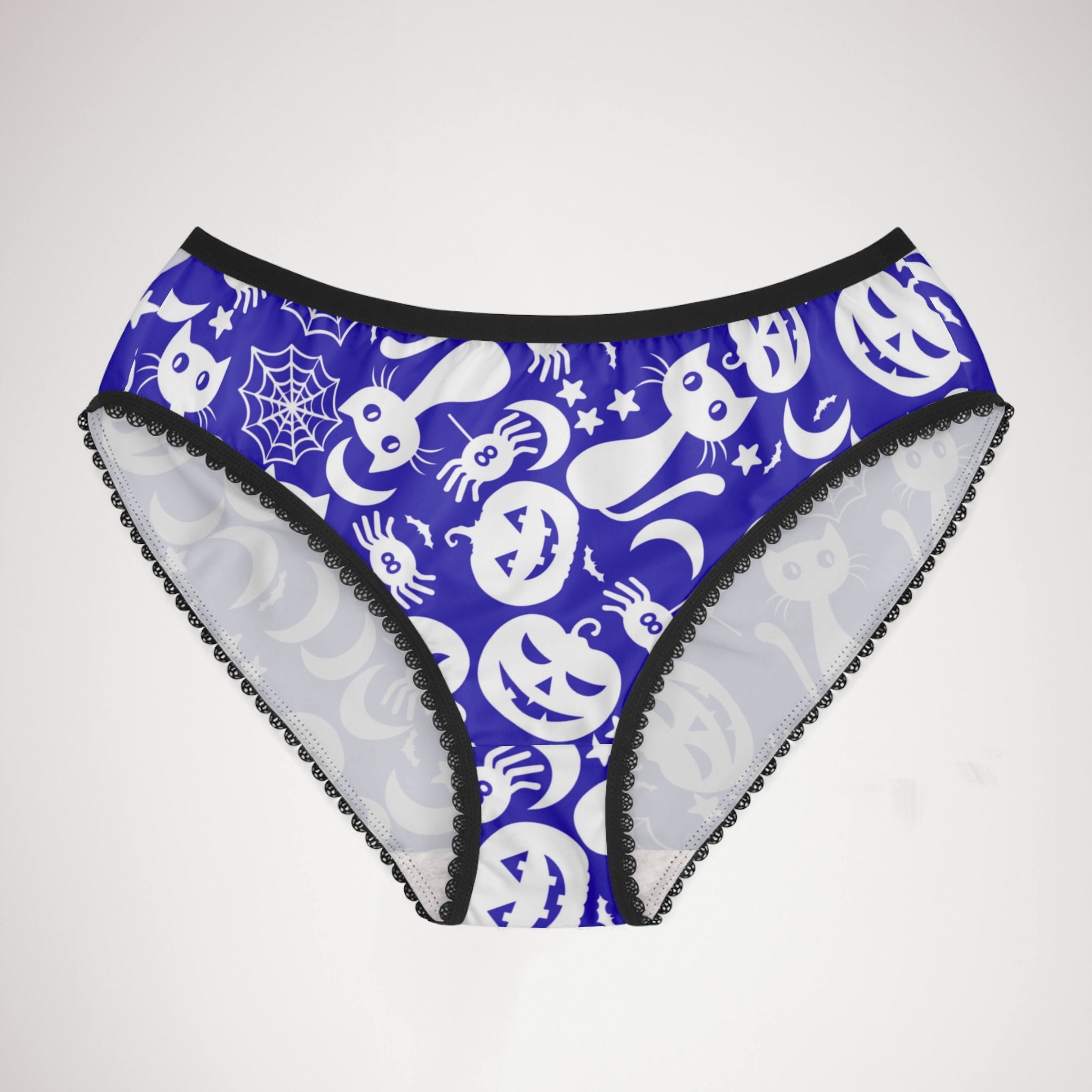 Women's briefs halloween pumpkin spider web blue