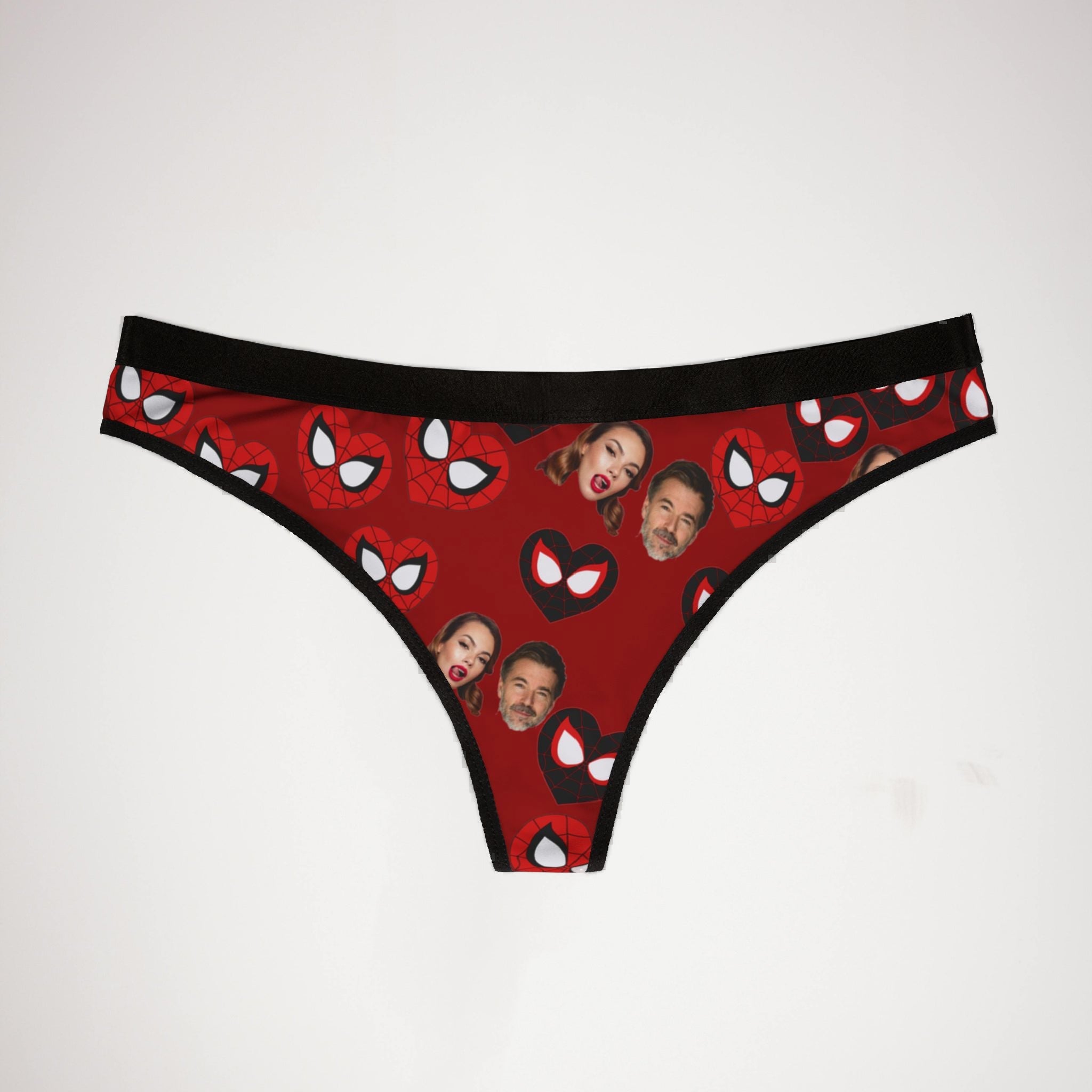 Women's thongs spider hearts his her faces red