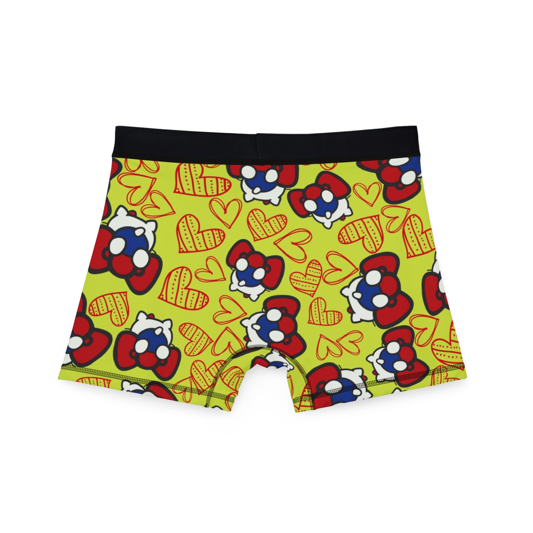 Men's boxers cherry kitty back heart yellow