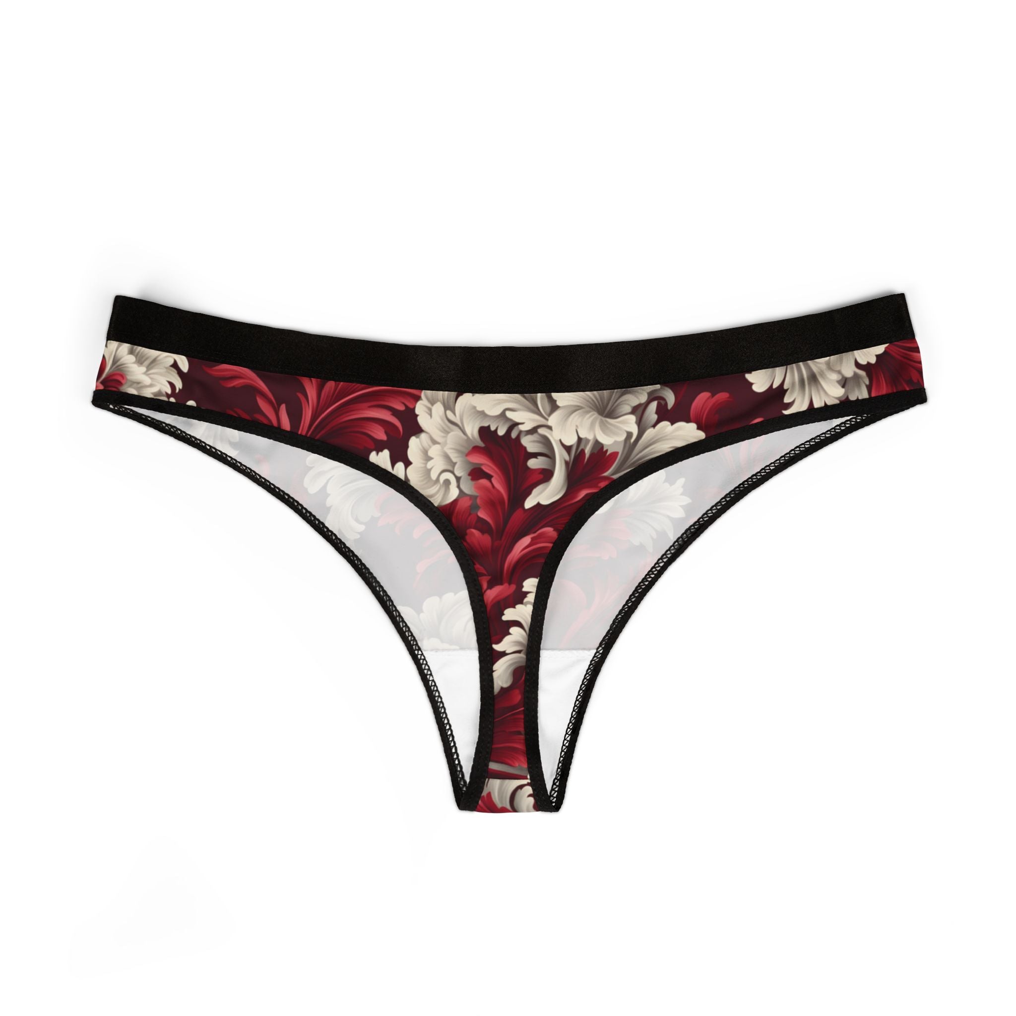 Women's thongs red damask