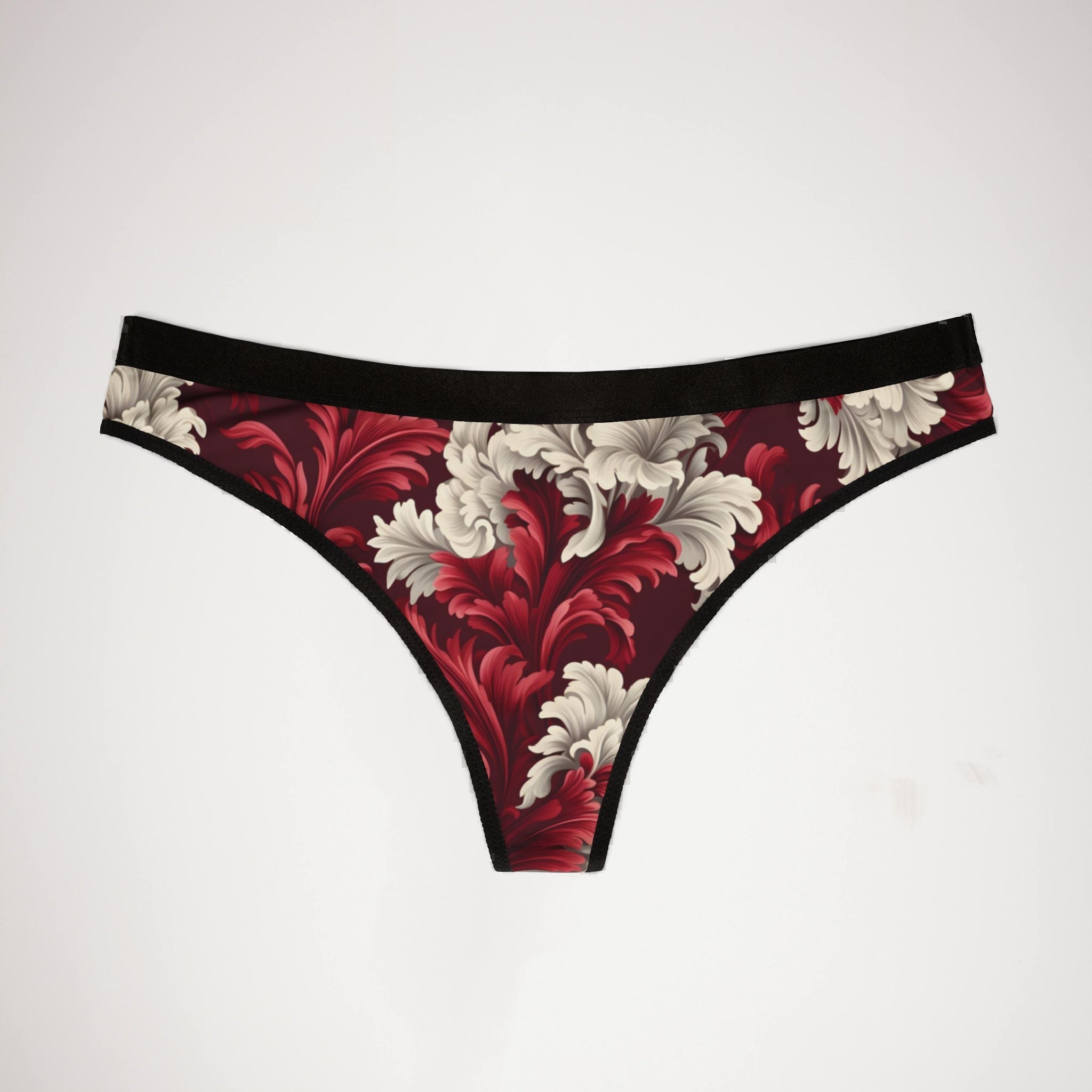 Women's thongs red damask
