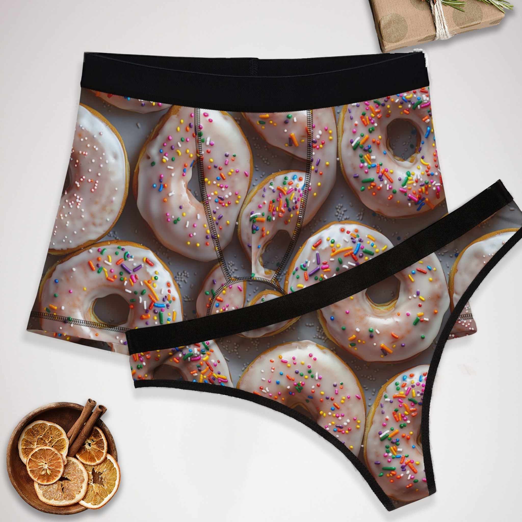 Matching underwear Junk Food for couples boxer & thong set