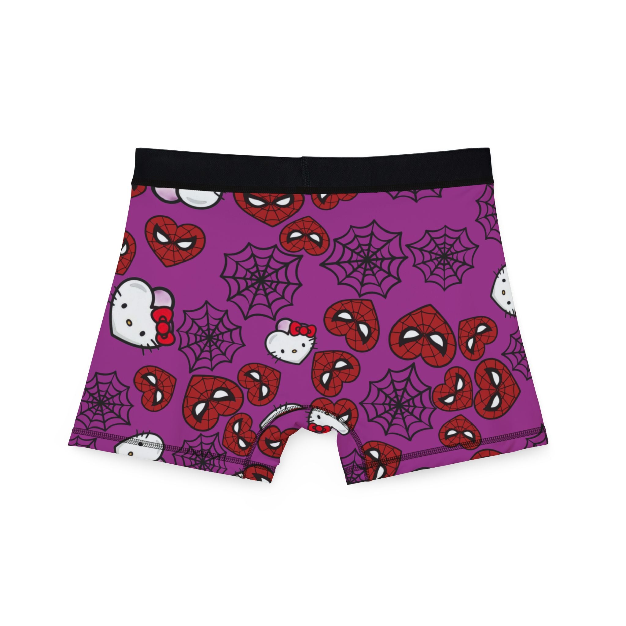 Men's boxers kitty spider web heart purple