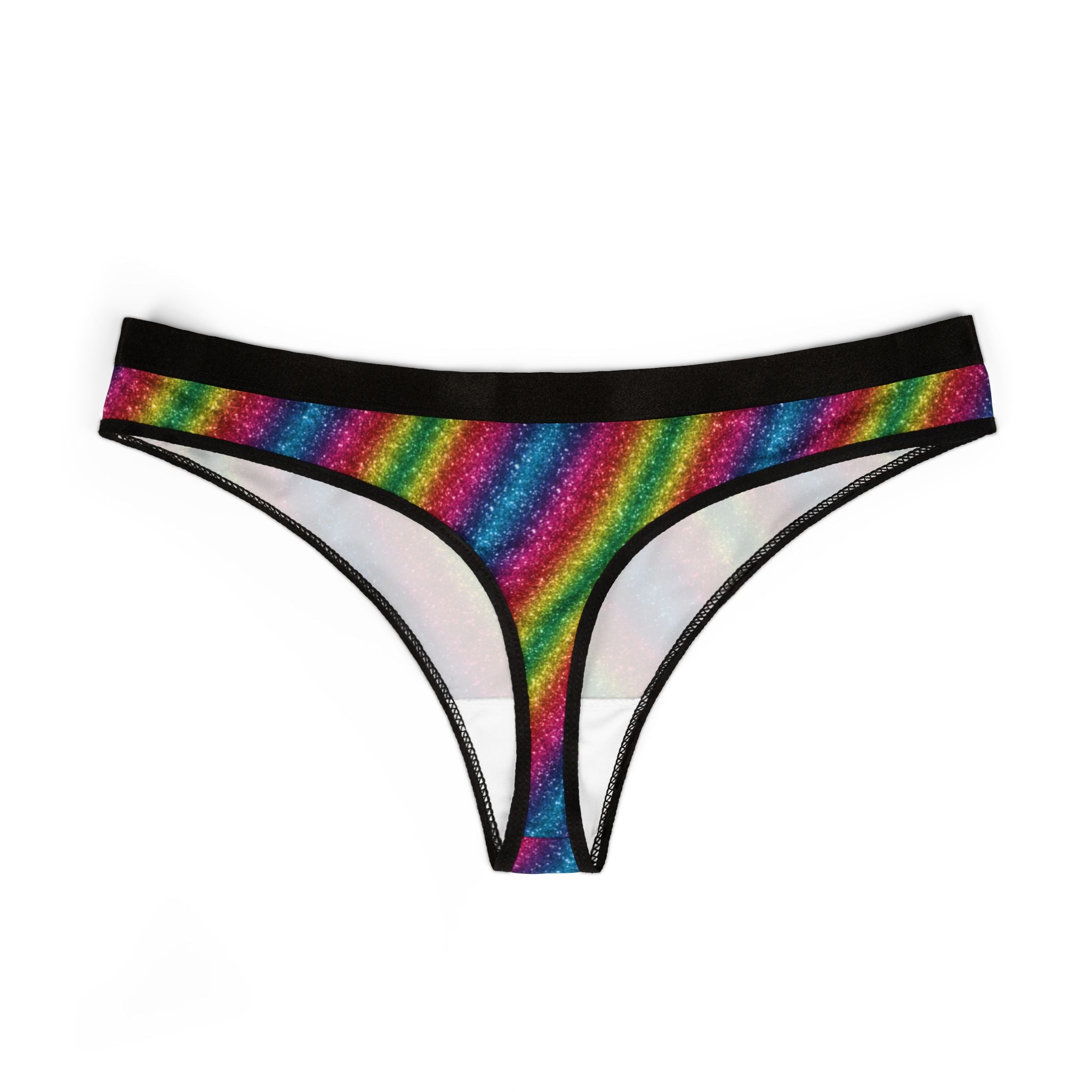 Women's thongs rainbow glitter