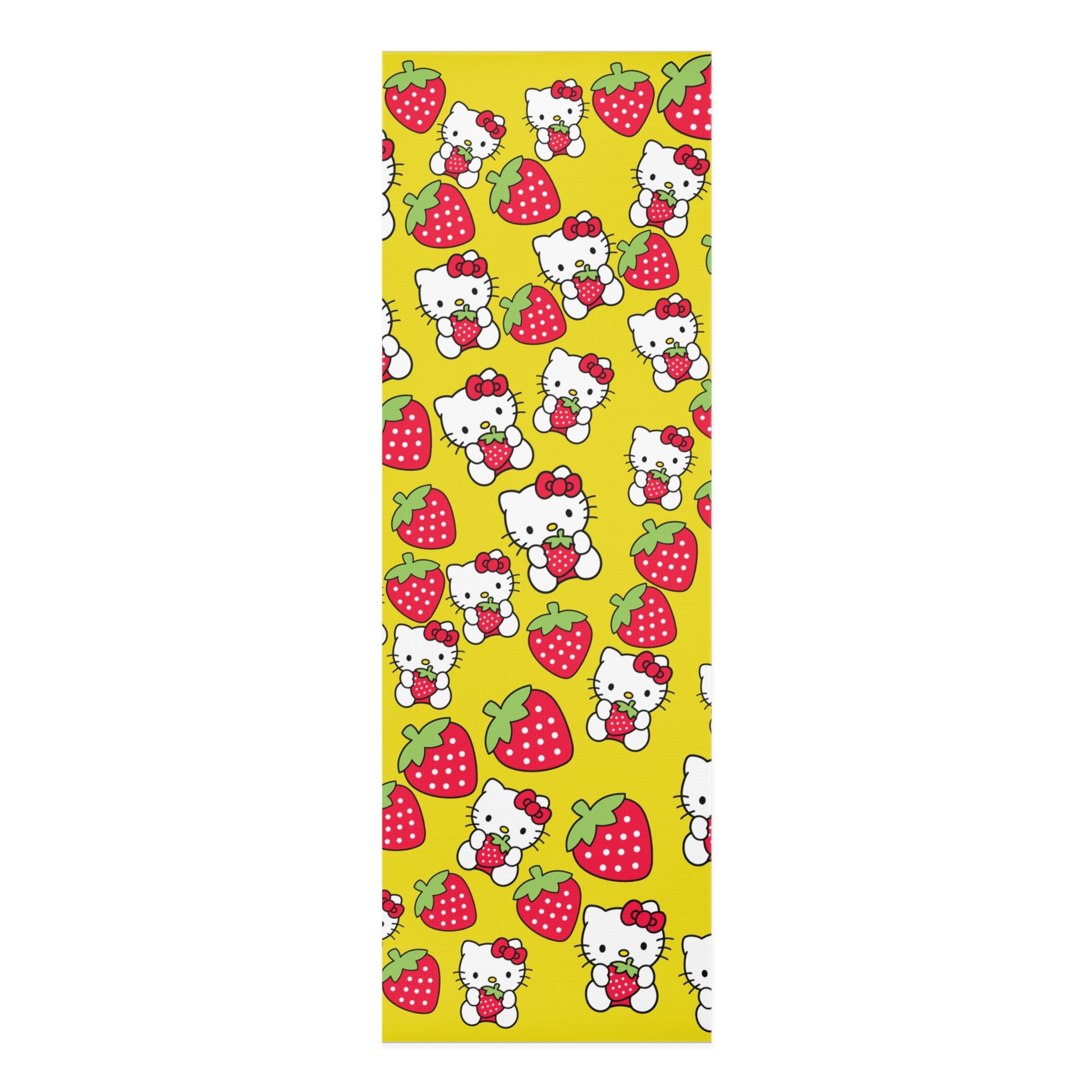 Foam yoga mat kitty strawberry valentine love yellow