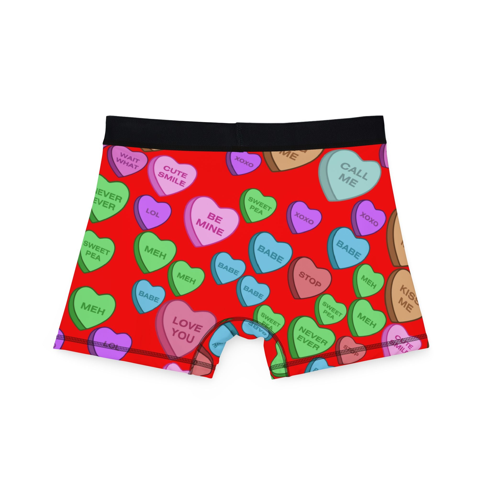 Men's boxers candy heart sweet valentine message red