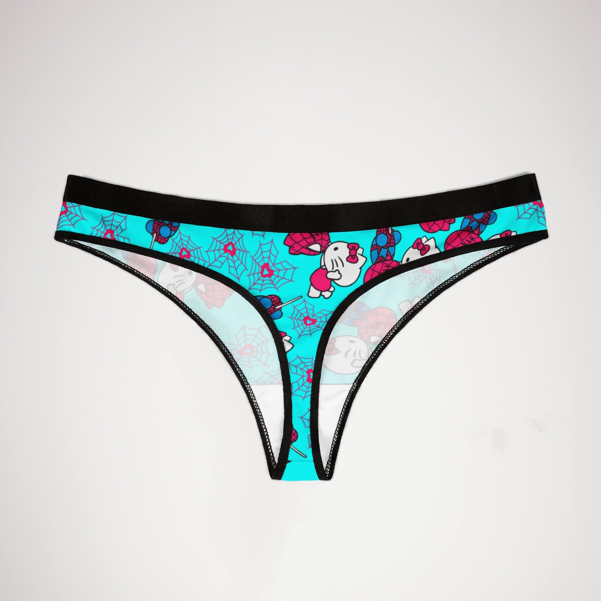 Women's thongs spider kitty cyan