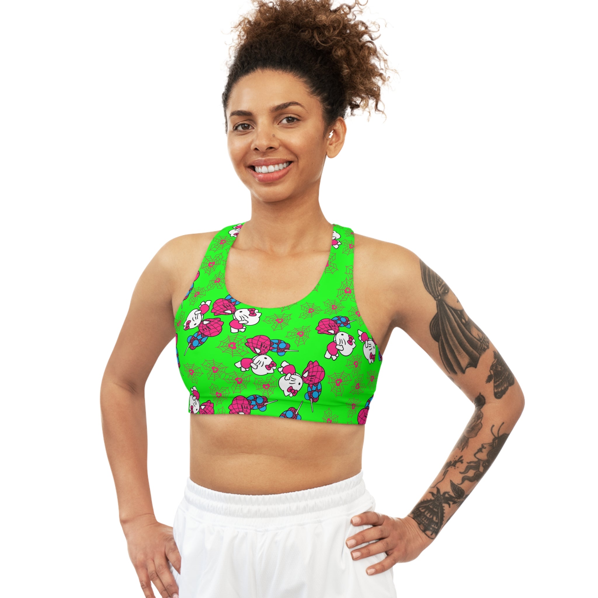 Sports bra spider kitty green