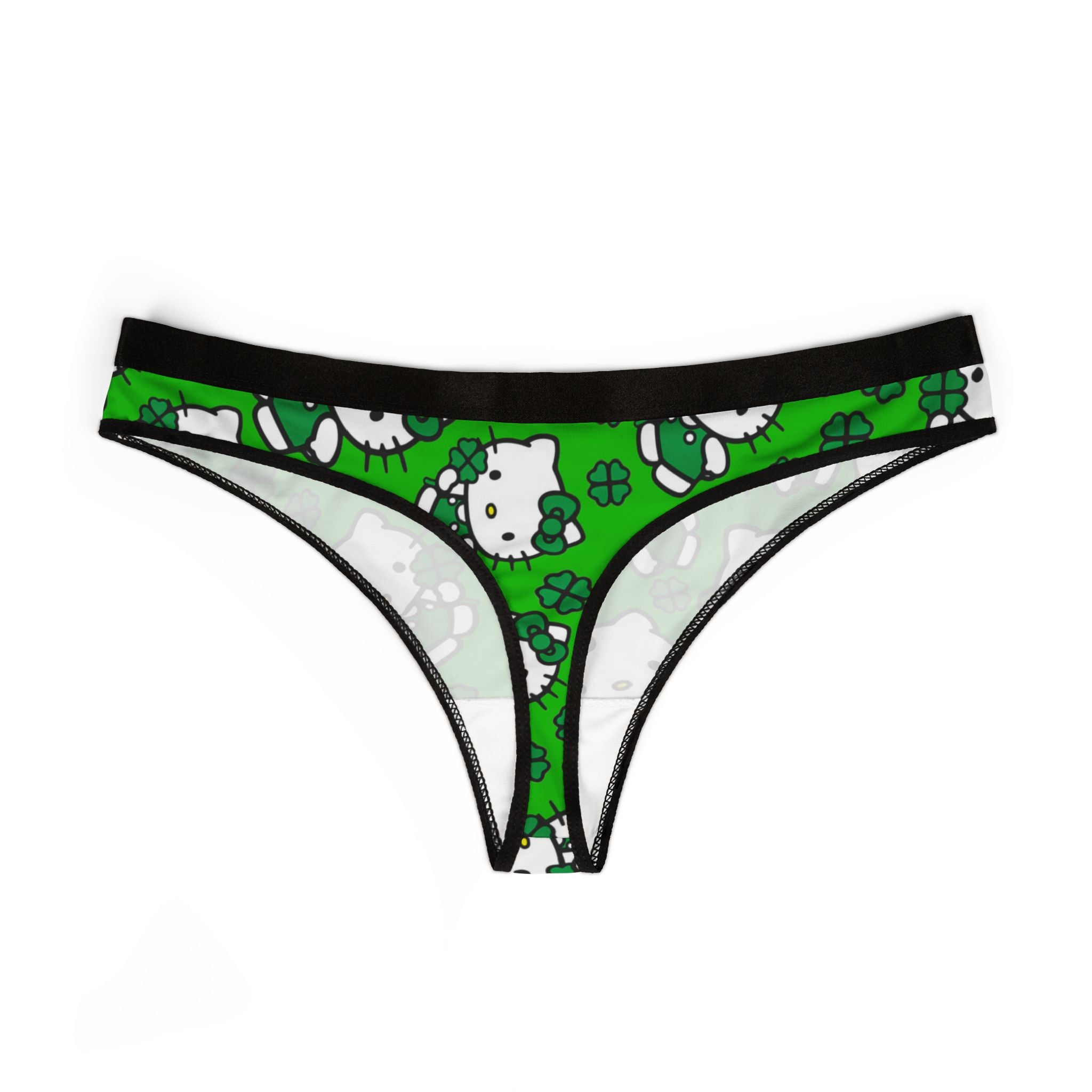 Women's thongs kitty saint patrick lucky green