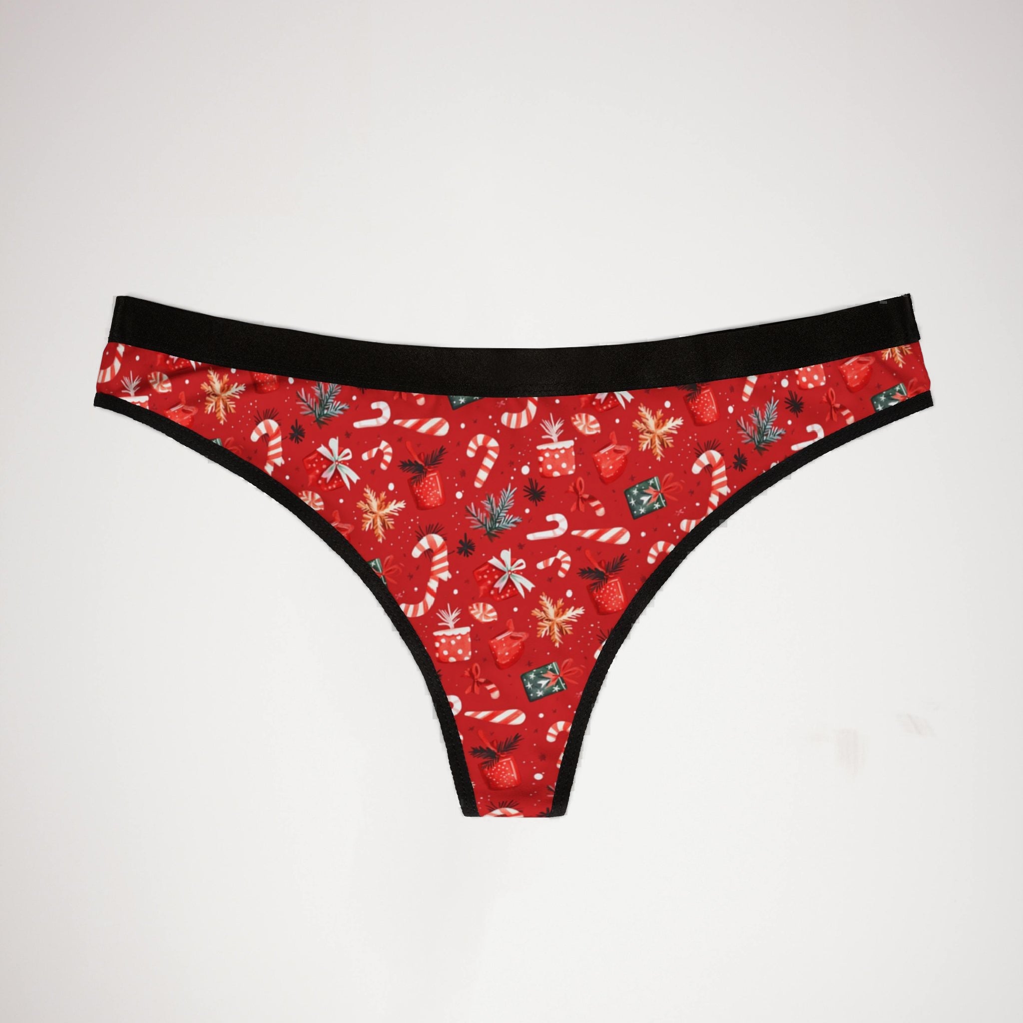 Women's thongs red coquette christmas one